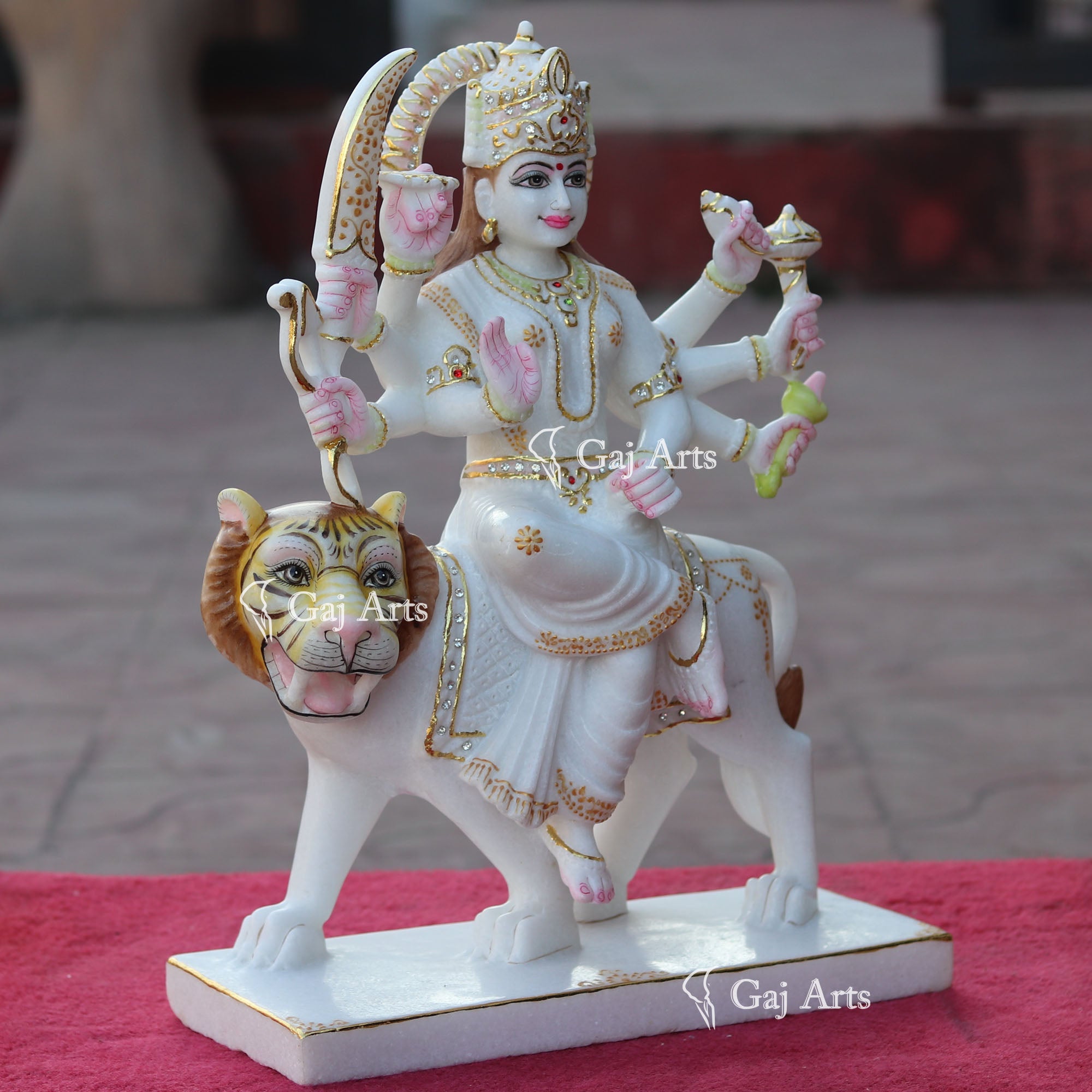 White Marble Durga Mata Idol | 18 Inch