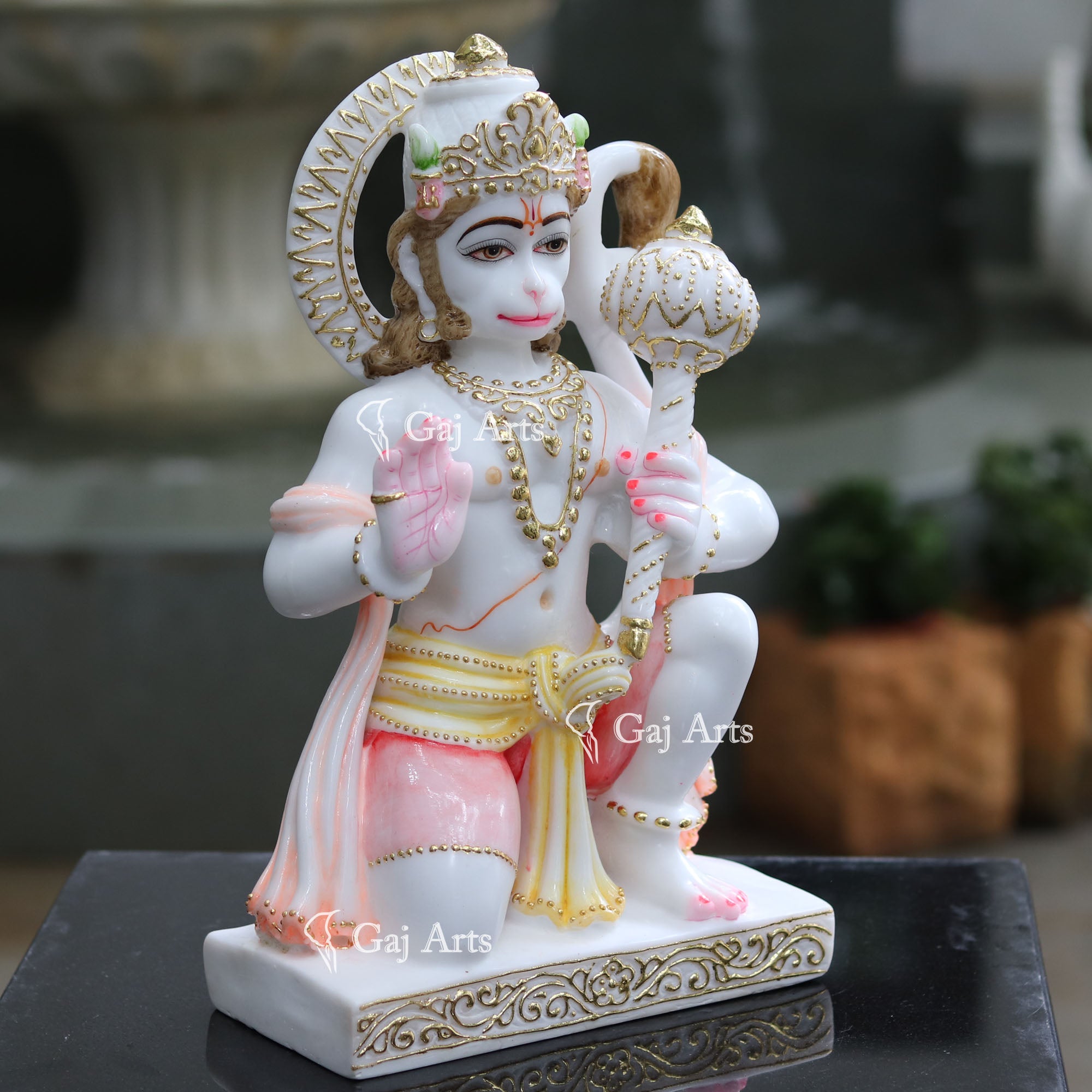 White Ethiopia Marble Hanuman Ji Idol | 15 Inch
