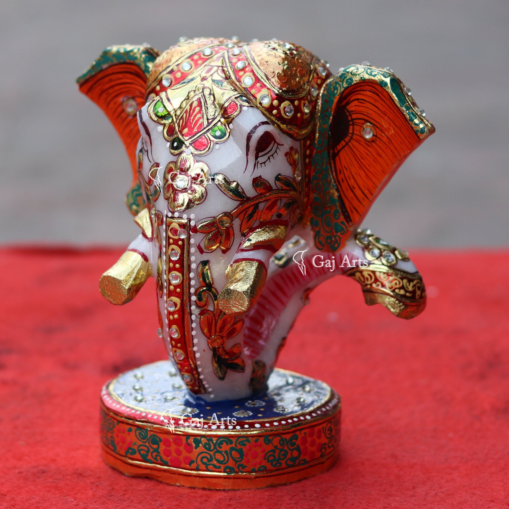 Hand Painted Marble Ganesh Murti | 6 Inch