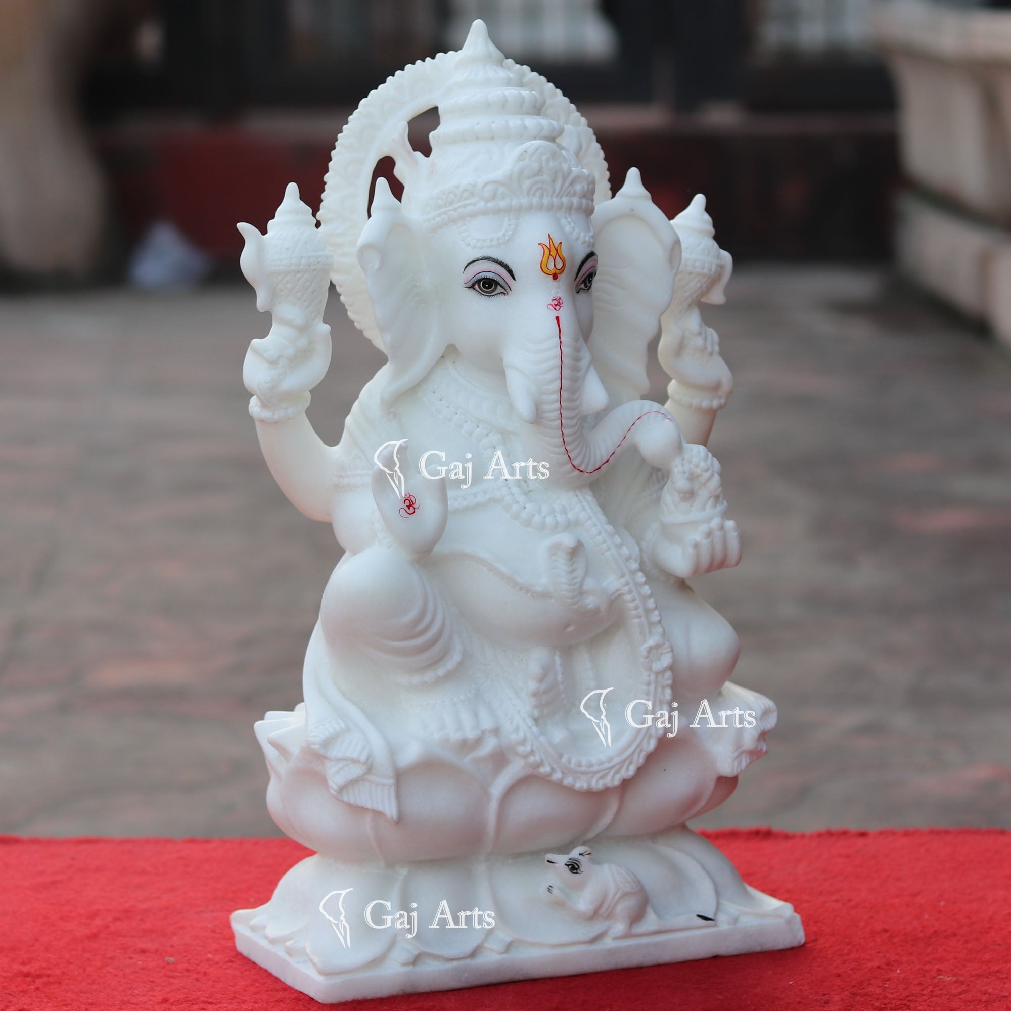 Super White Makrana Marble Ganesh Idol | 18 Inch