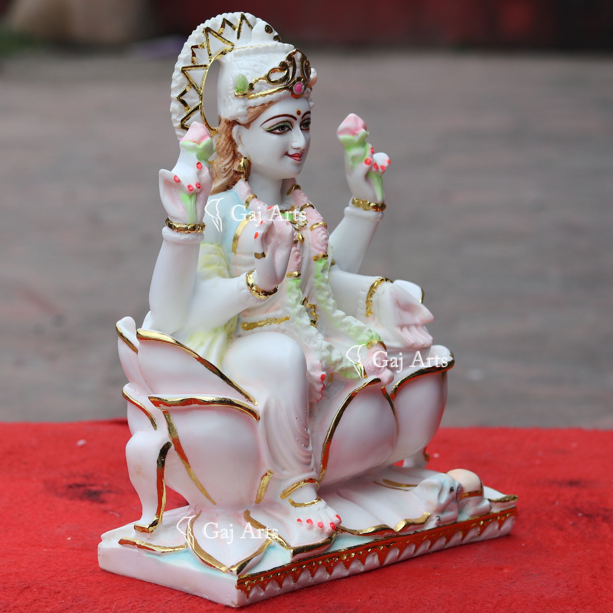 White Marble Lakshmi Mata Idol | 12 Inch
