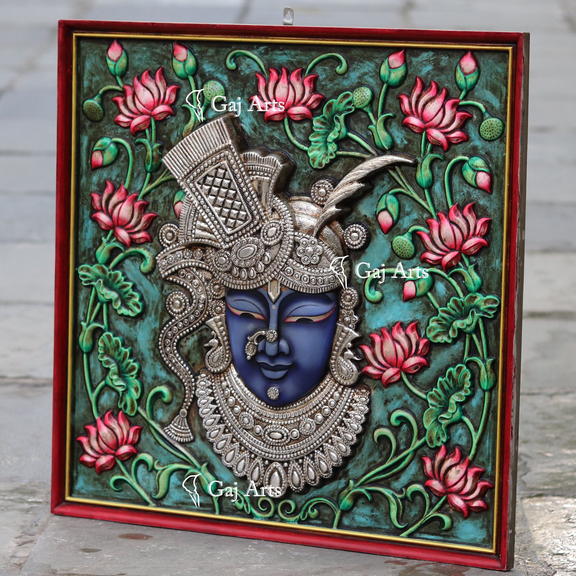 Shreenath Ji Wooden Wall Panel | 24 Inch