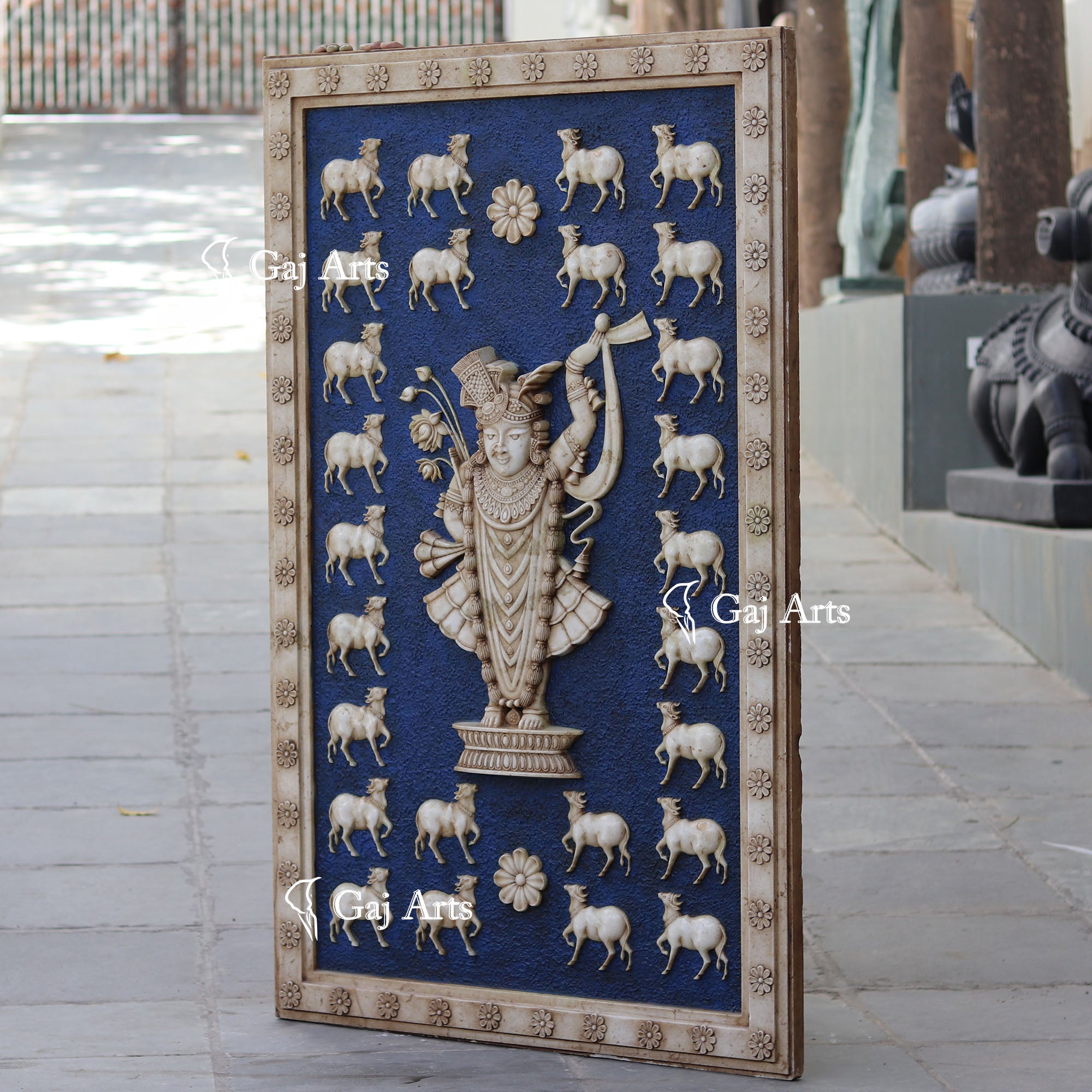 White Marble Shreenath Ji Wall Panel | 66 Inch