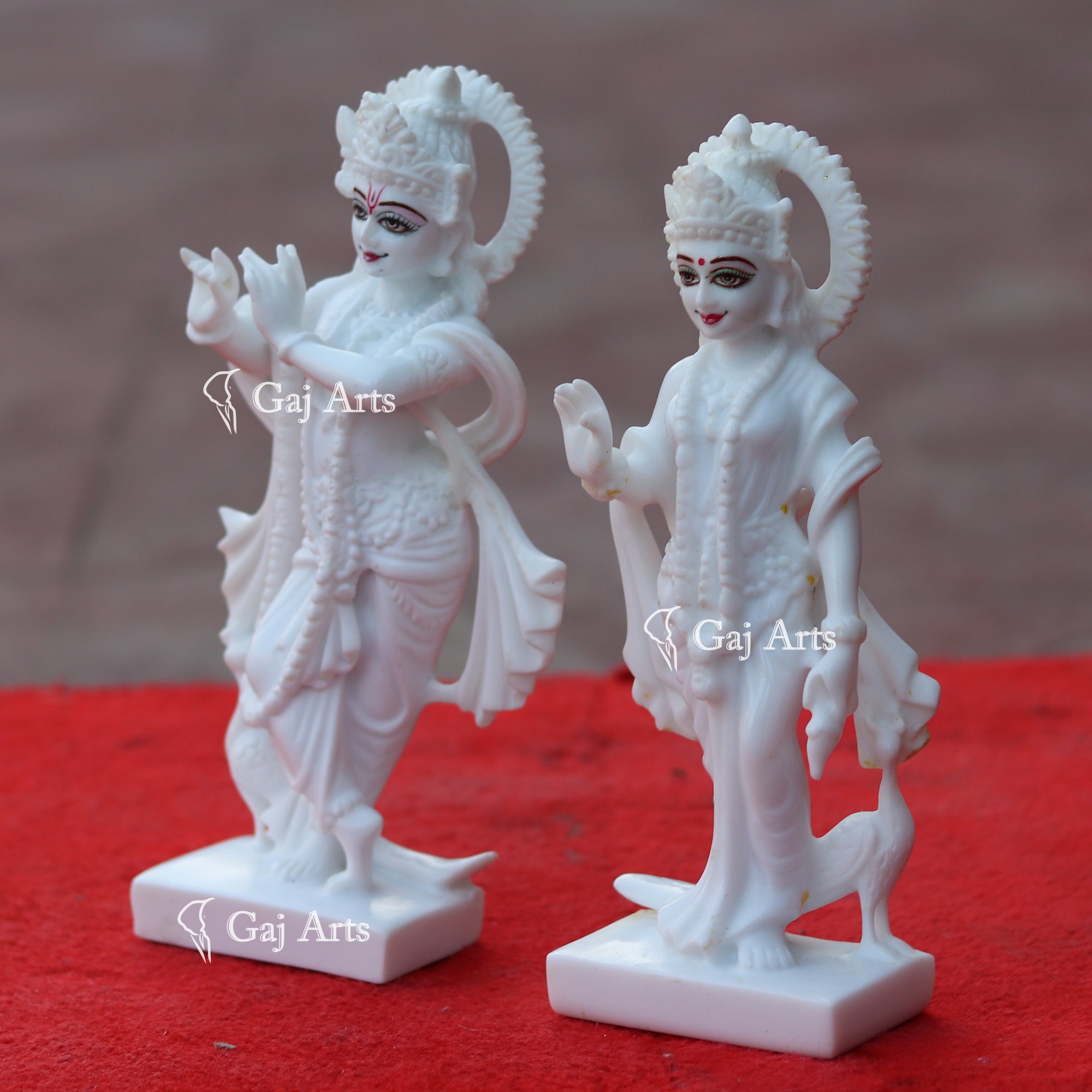 Flute Pose Marble Radha Krishna Idol | 9 Inch