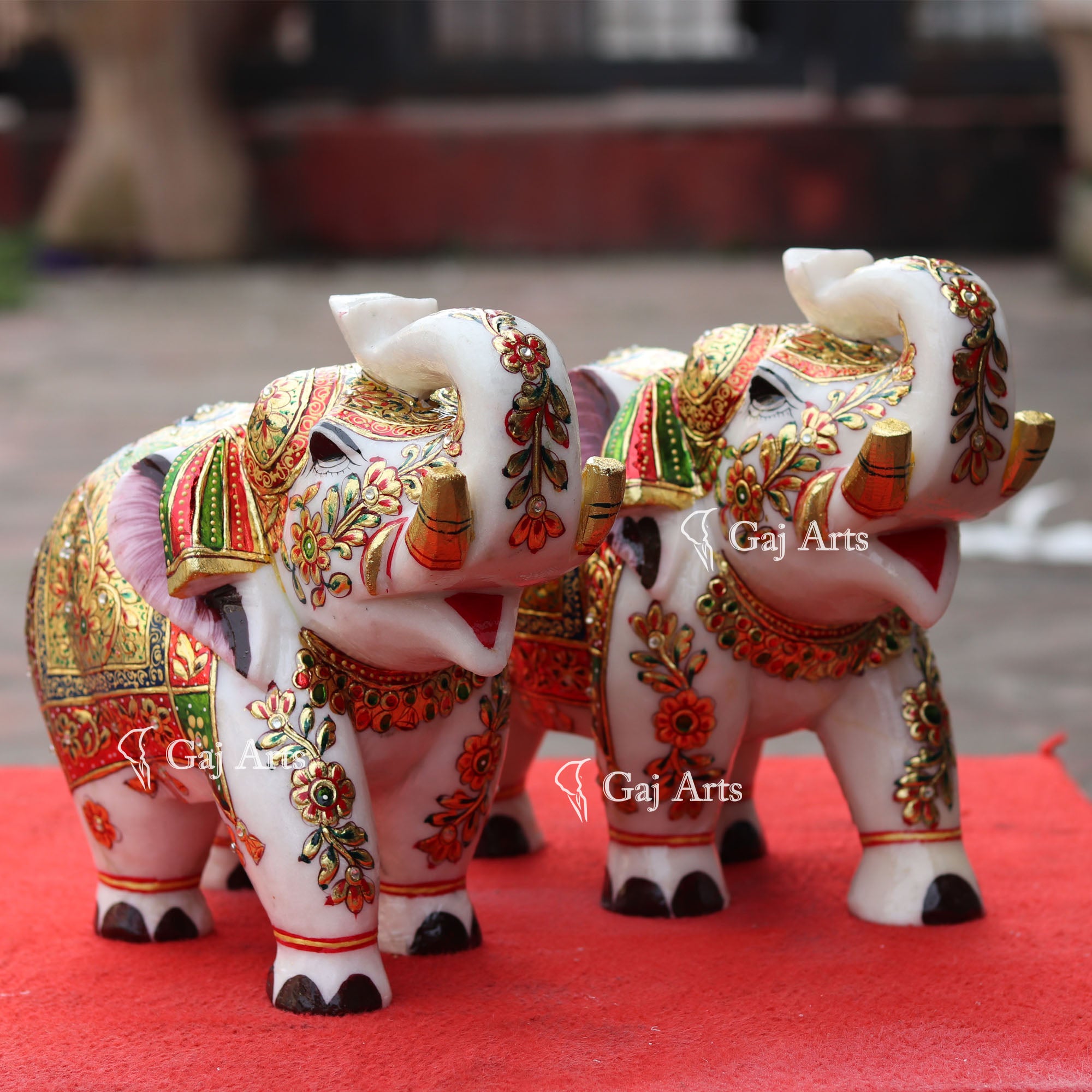 White Marble Elephant Idol | 12 Inch