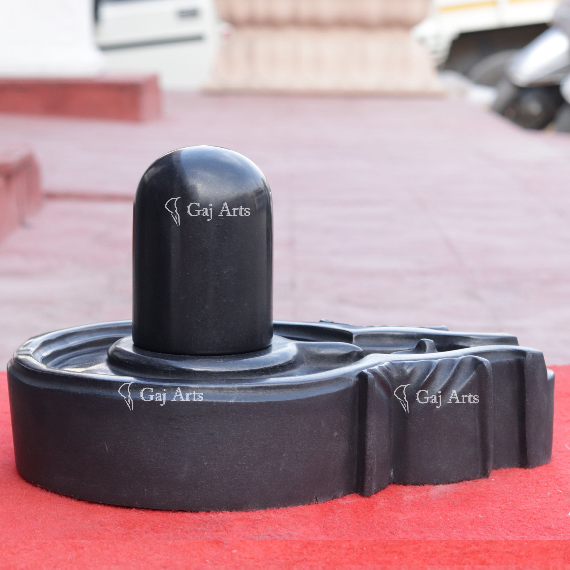 Jet Black Marble Shivling | 15 Inch