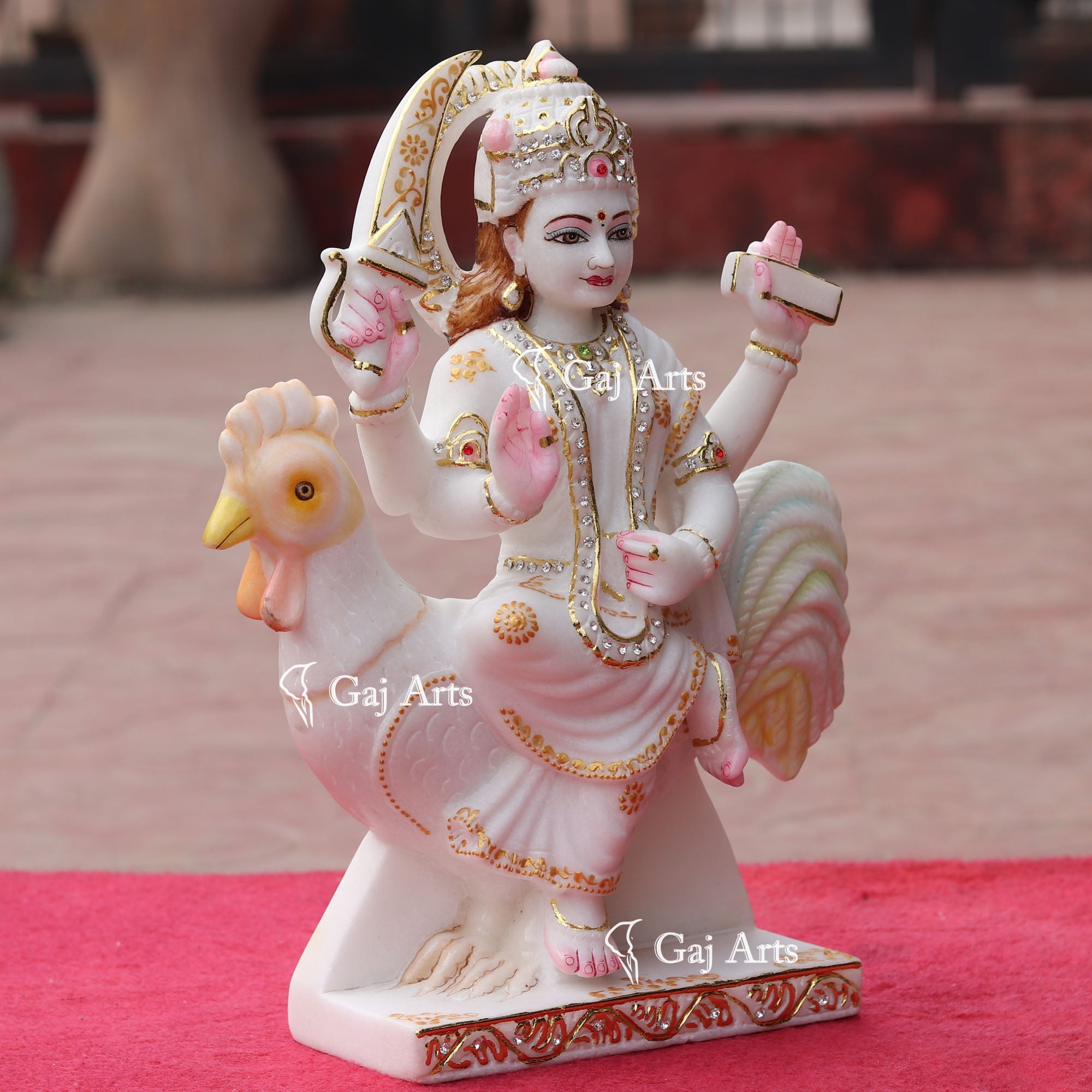 White Makrana Marble Bahu Charni Mata Idol | 15 Inch