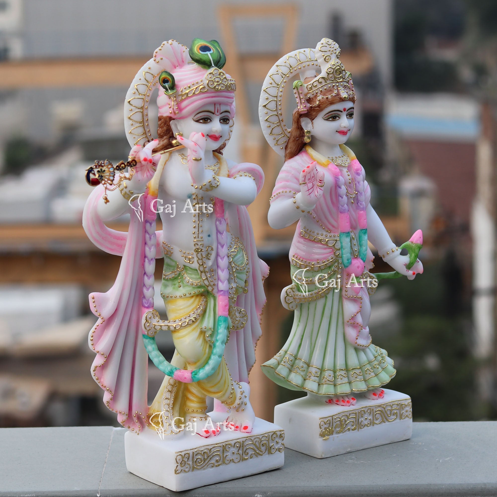 White Marble Ethiopia Radha Krishna Murti | 18 Inch