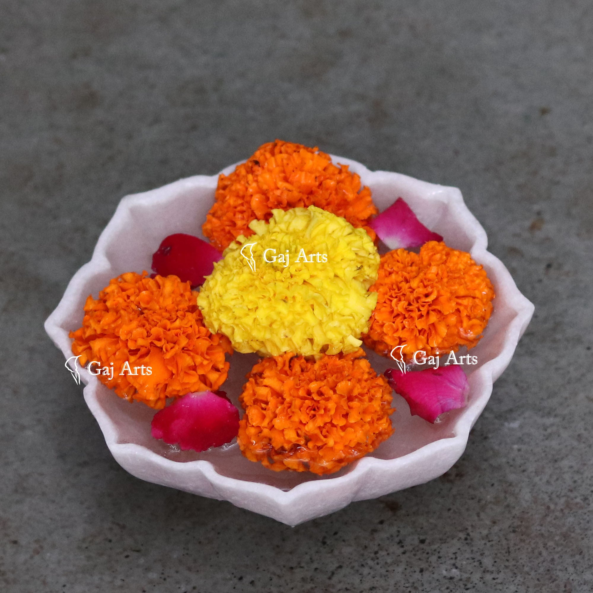 White Marble Smooth Finish Flower Bowl | 6 Inch