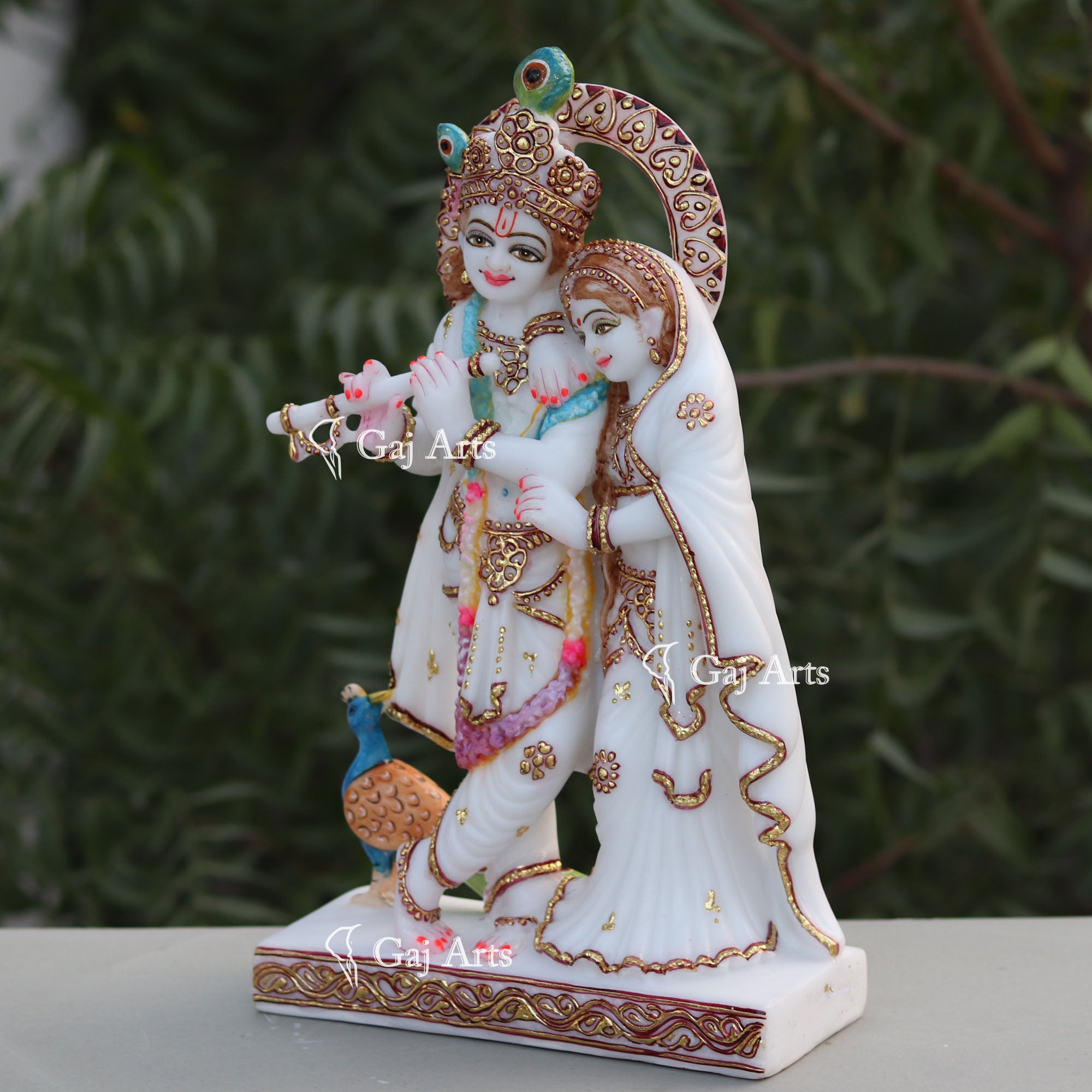 White Marble Ethiopia Radha Krishna Jugal Jodi Murti | 15 Inch