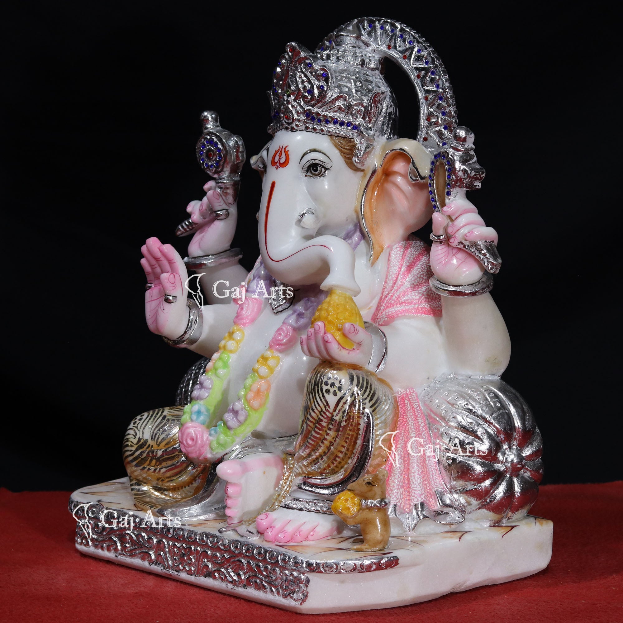 White Makrana Marble Ganesh Murti | 18 Inch