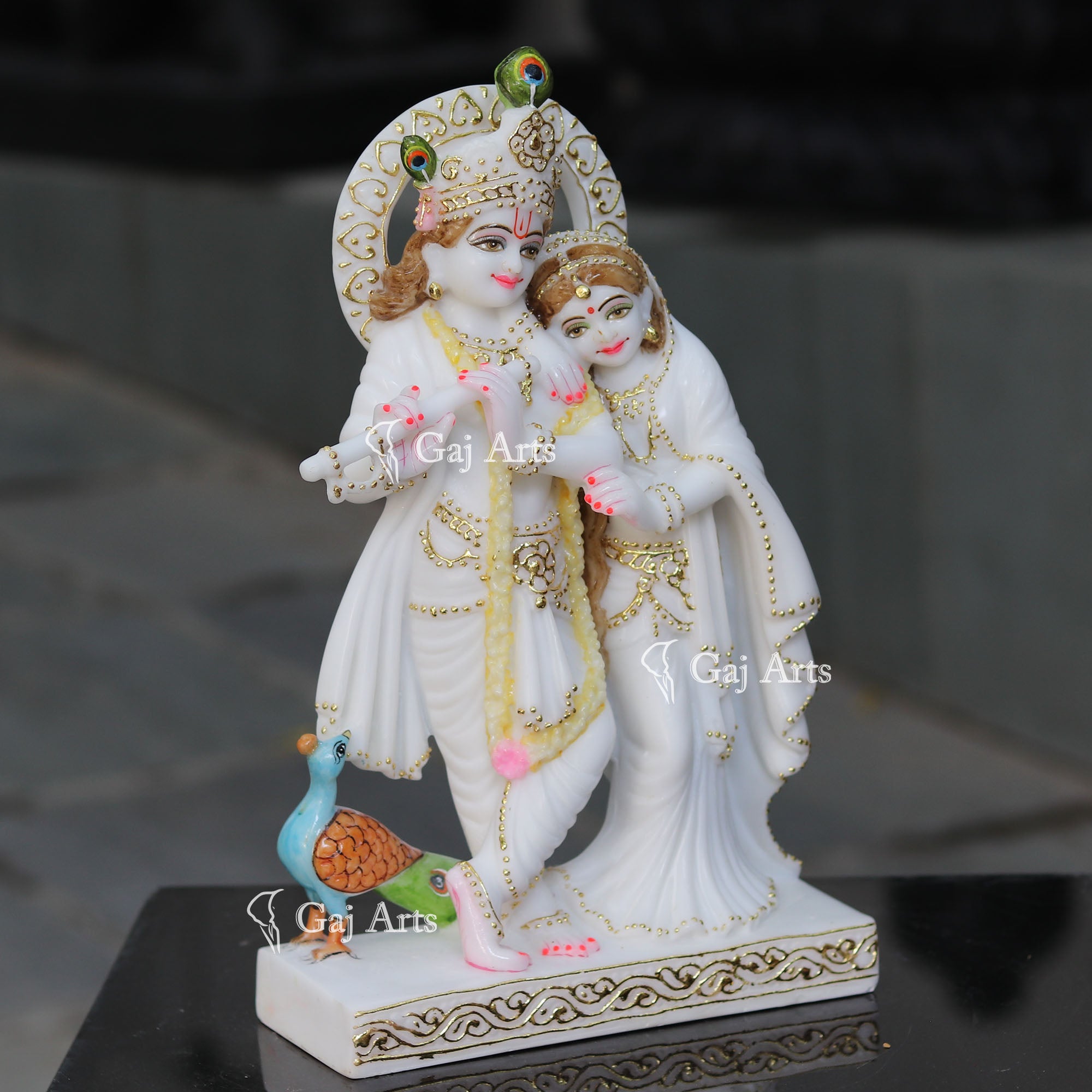 Super White Ethiopia Marble Krishna Idol | 15 Inch