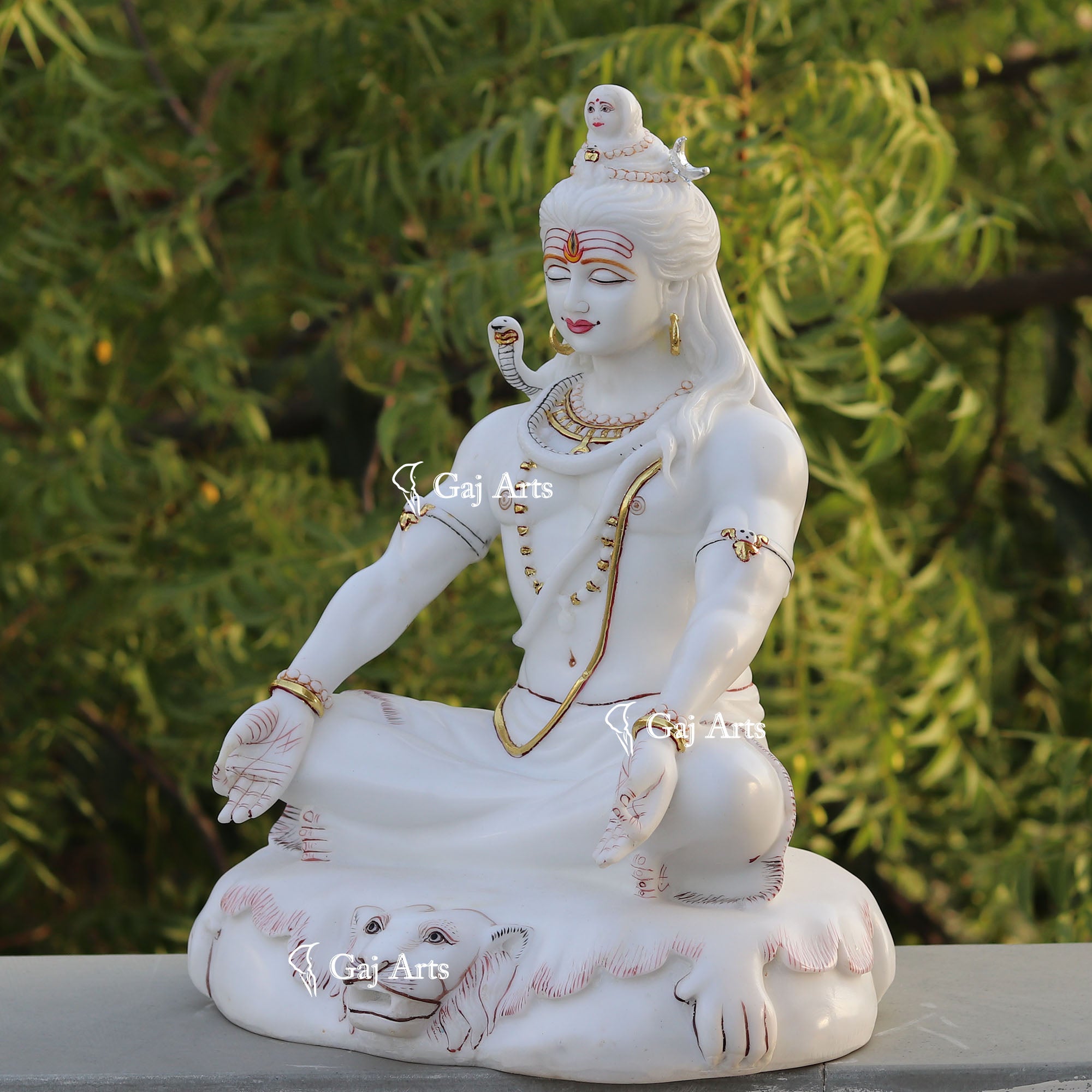 White Marble Ethiopia Shiva Statue | 18 Inch