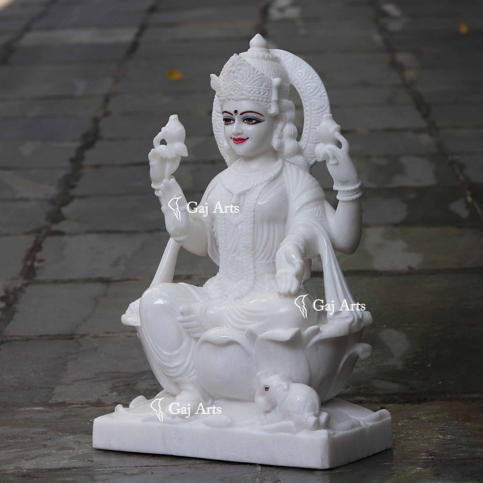 White Marble Lakshmi Mata Murti | 27 Inch