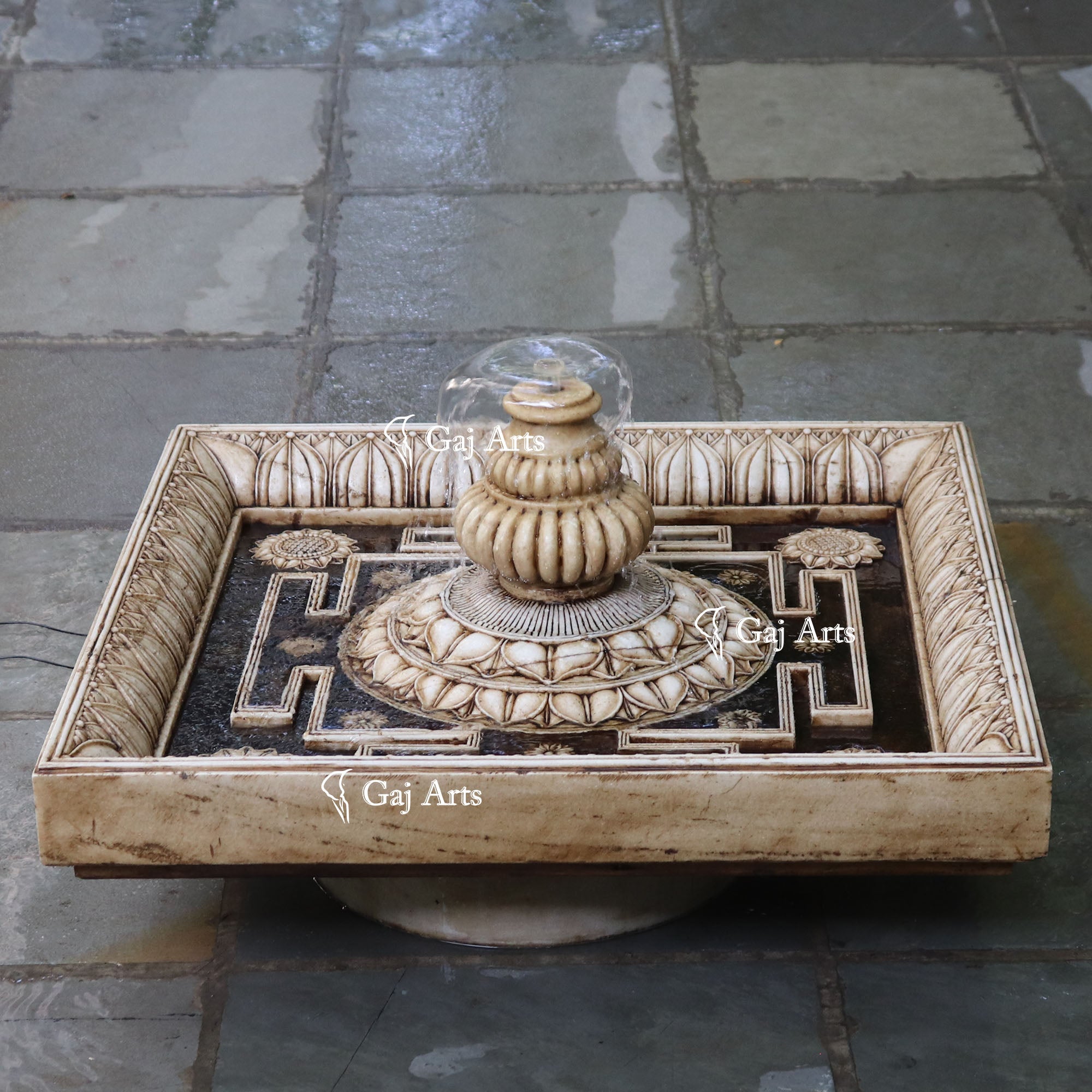 Marble Water Sri Yantra Fountain | 36 Inch