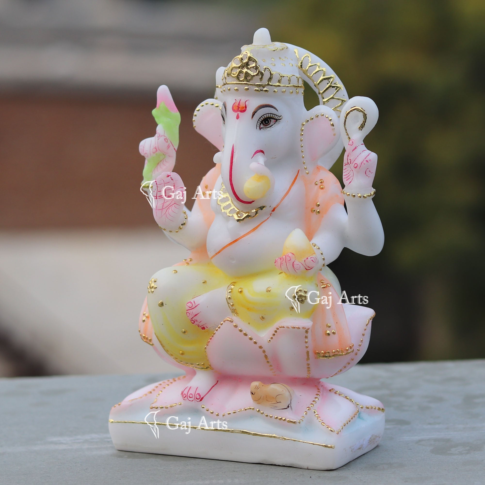 White Marble Ganpati Idol | 7 Inch