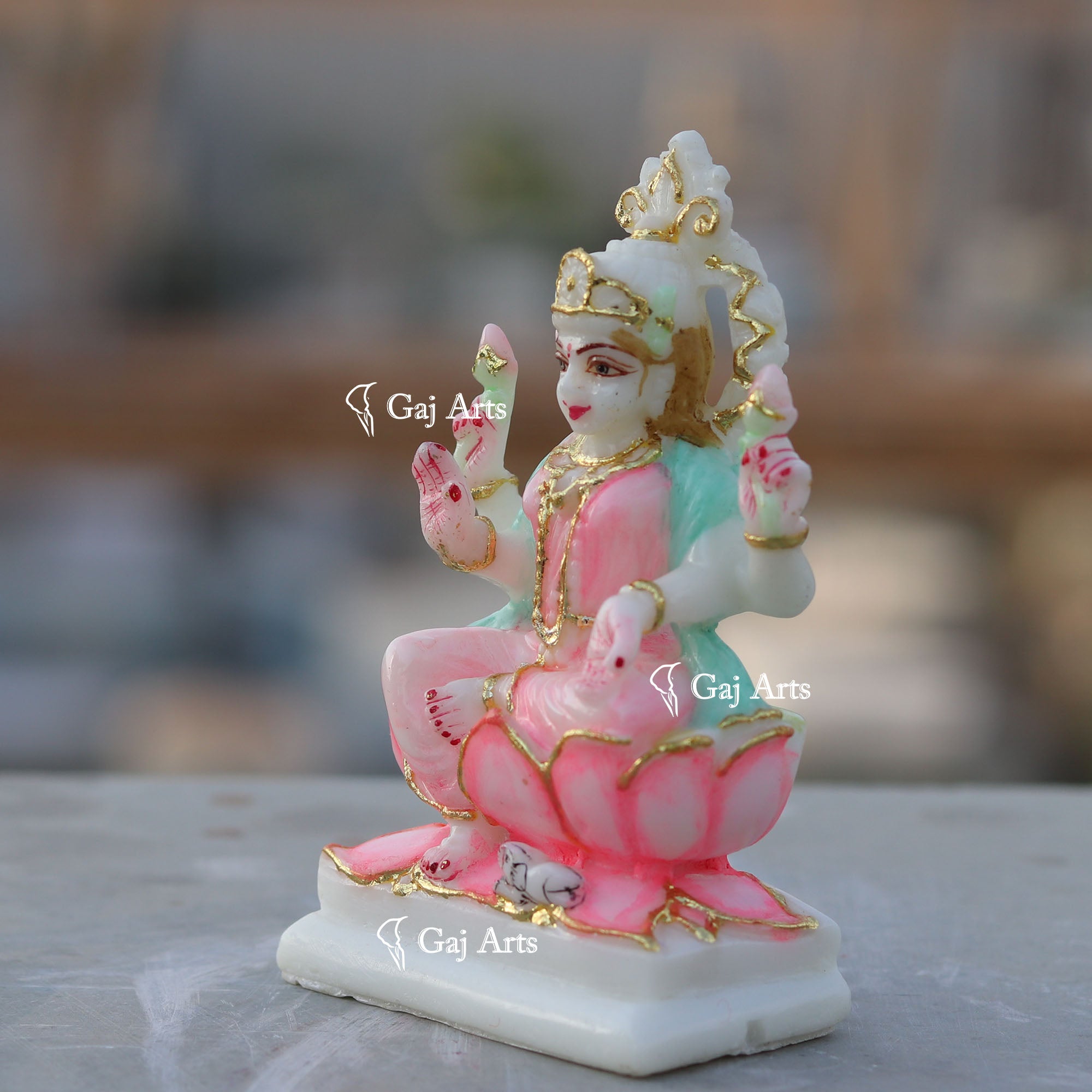 White Marble Ethiopia Lakshmi Mata Idol | 4 Inch