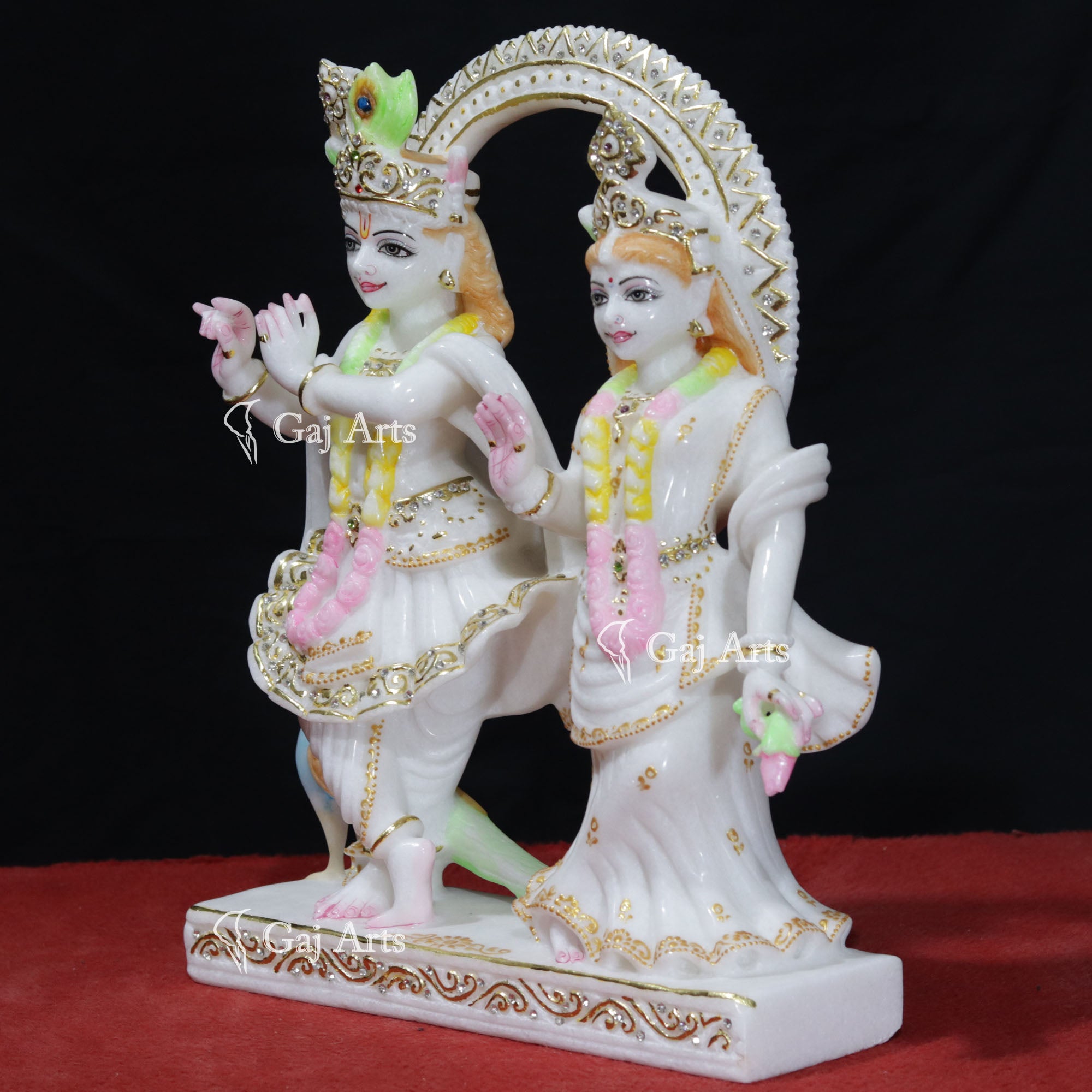 Super White Makrana Marble Radha Krishna Jugal Jodi Murti | 15 Inch