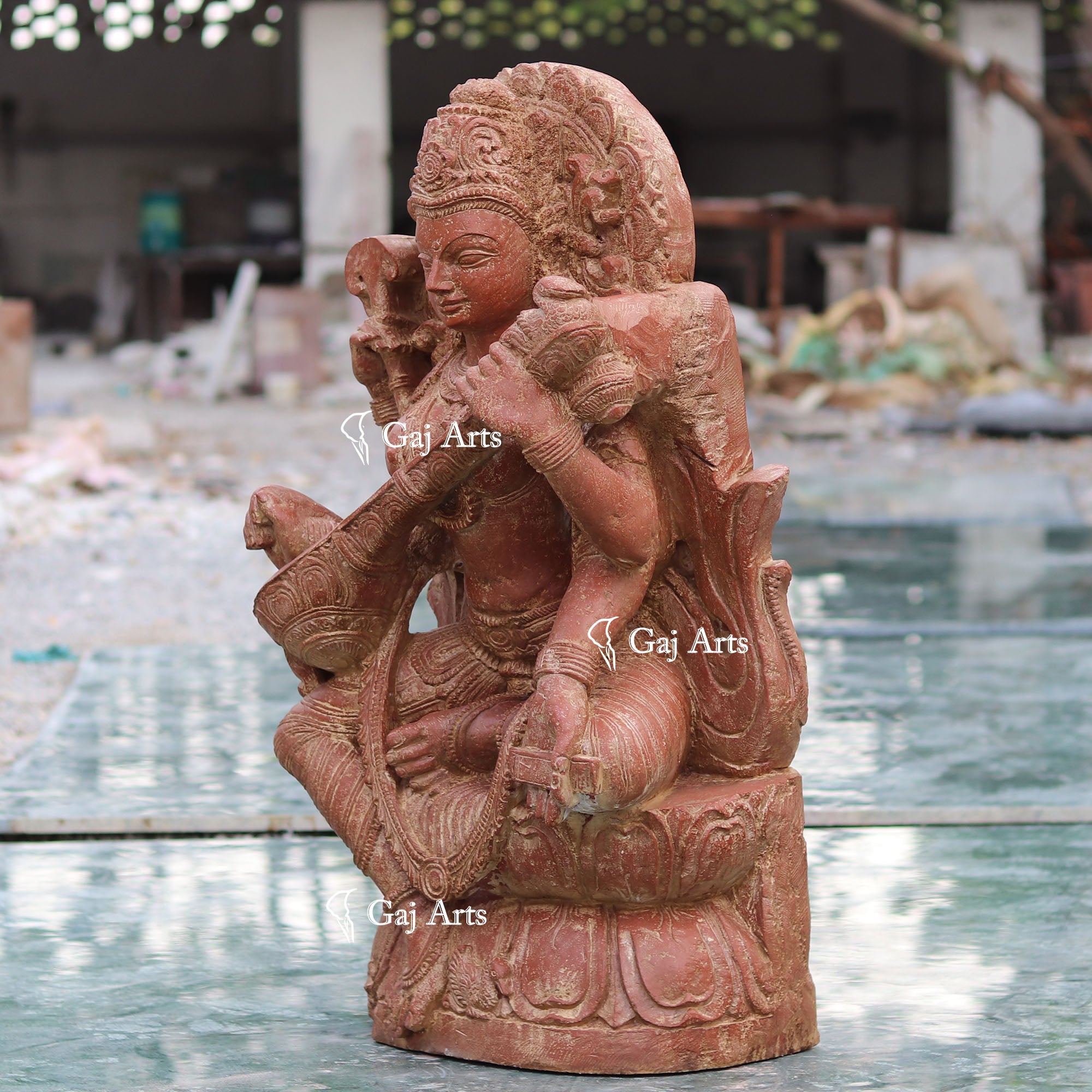Sandstone Saraswati Mata Statue | 36 Inch