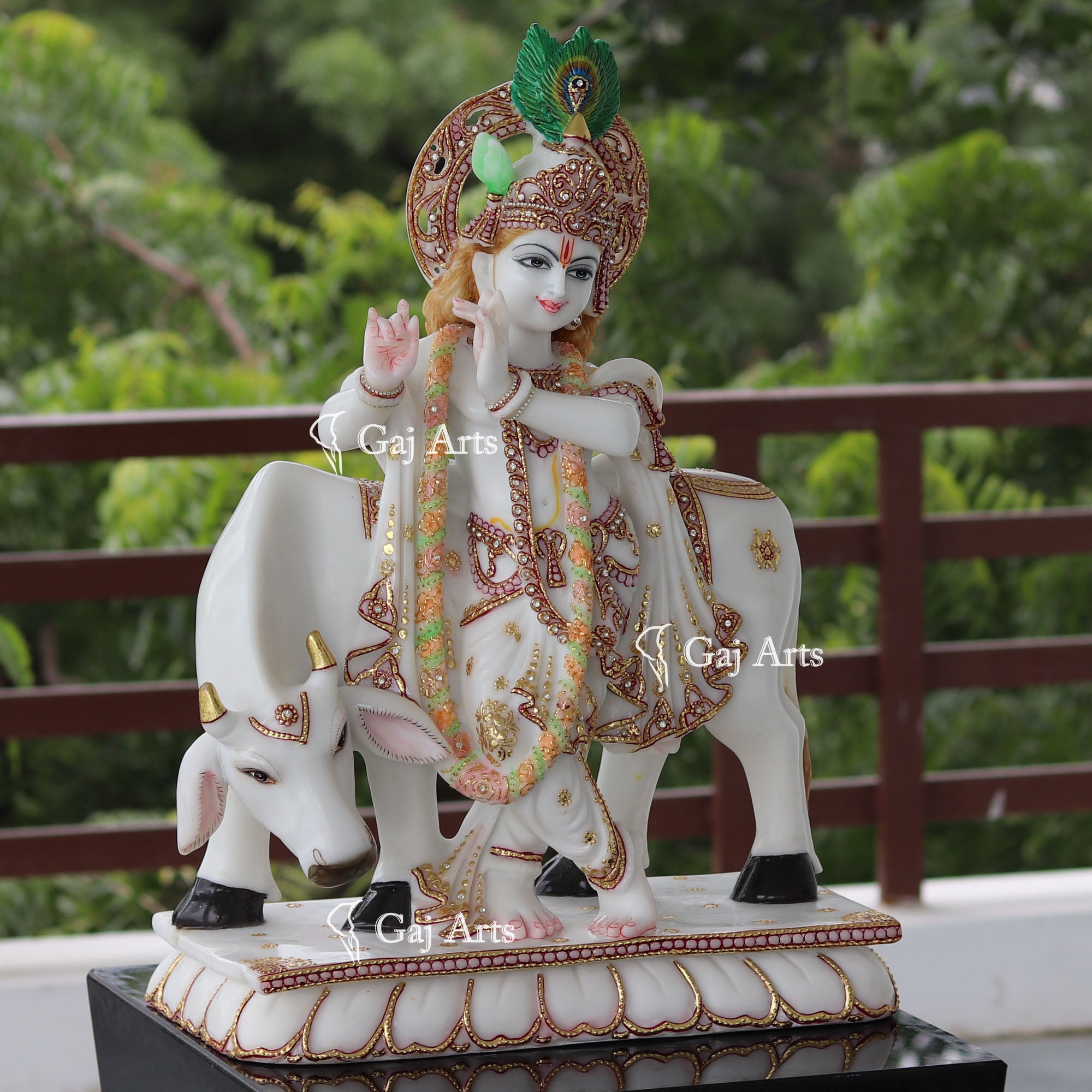 White Marble Ethiopia Go Gopal Statue | 24 Inch