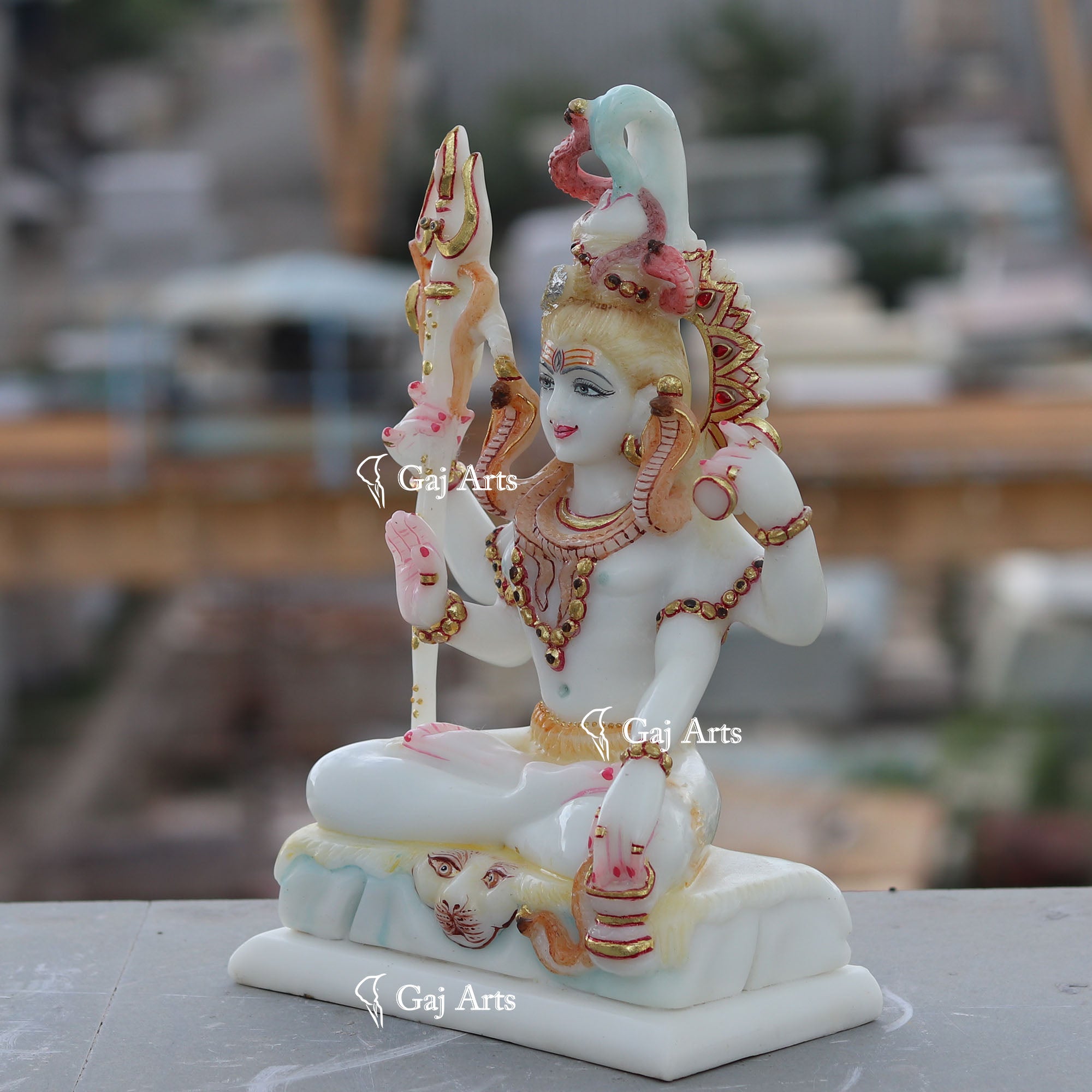 White Ethiopia  Marble Lord Shiva Statue | 10 Inch
