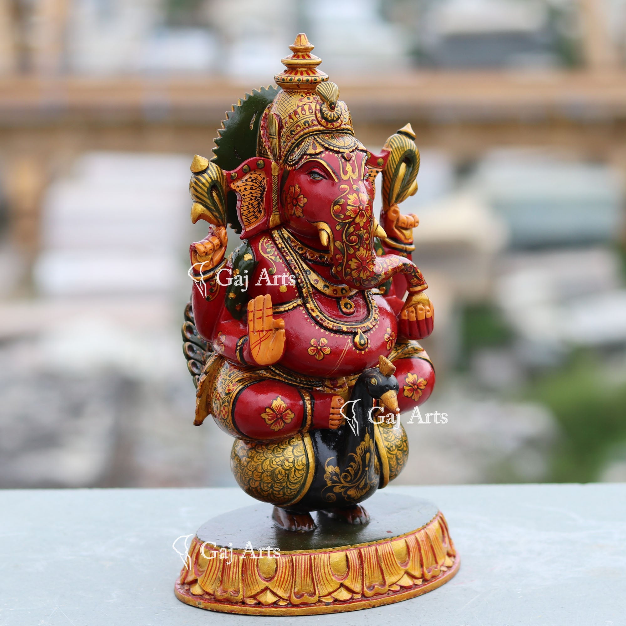 Handcrafted Wooden Ganesh Statue | 12 Inch
