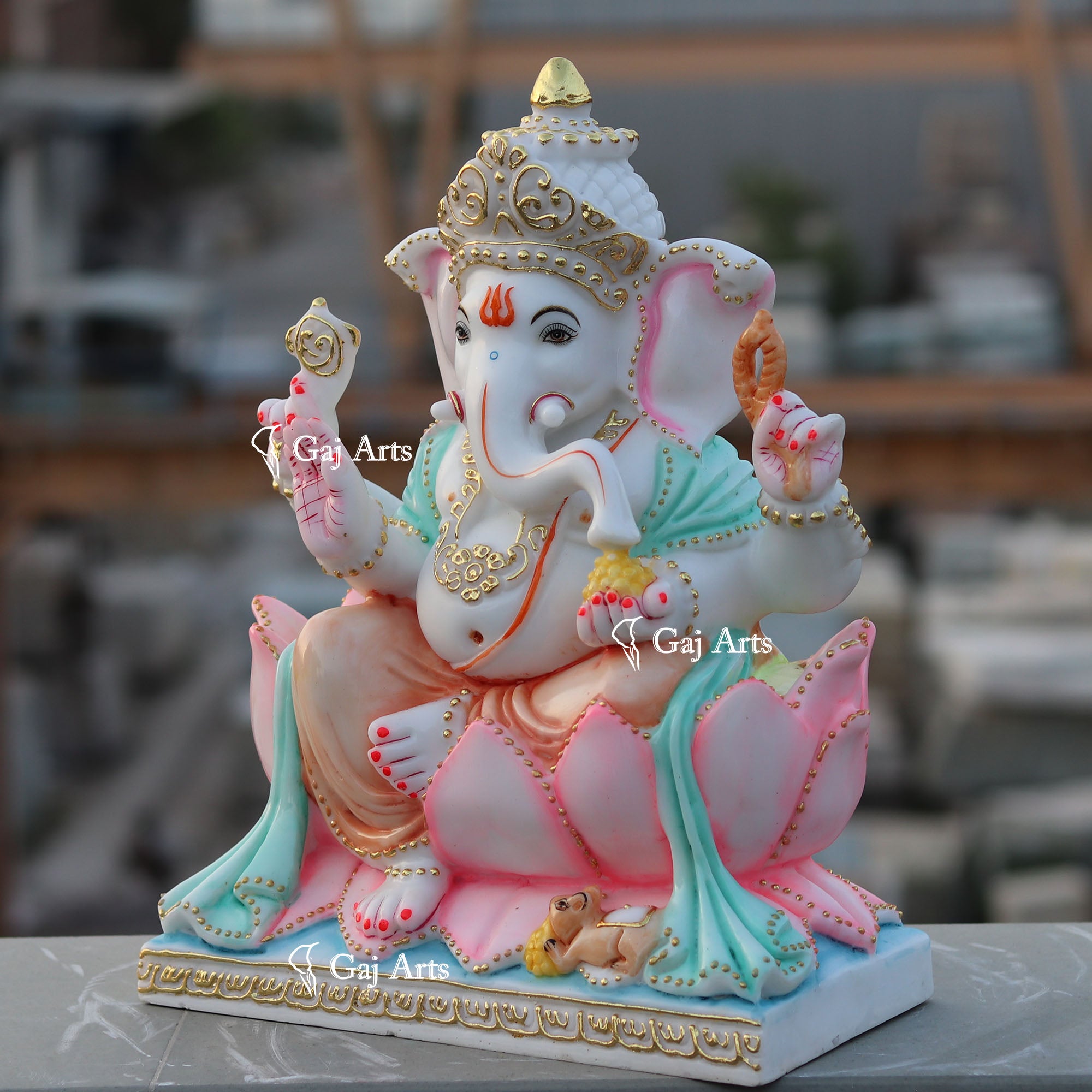 White Marble Ethiopia Ganesh Idol | 15 Inch