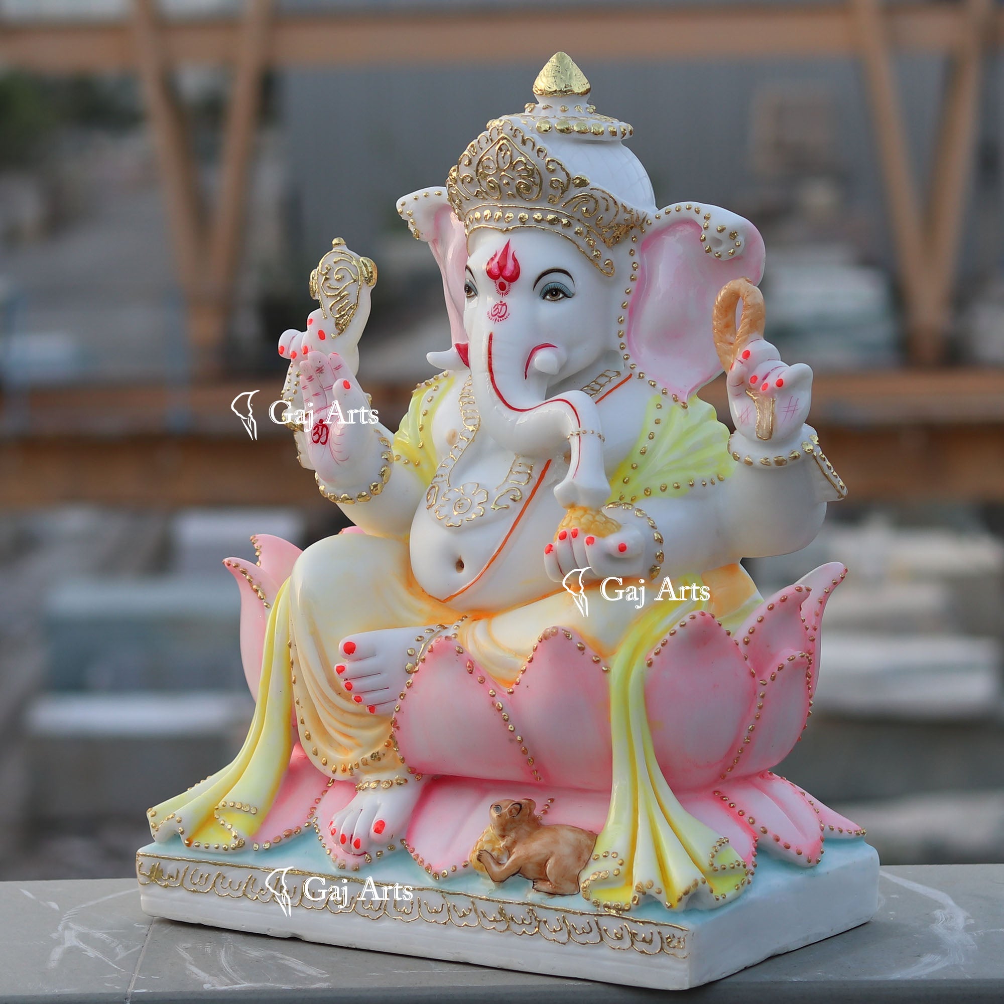 White Marble Ethiopia Ganesh Idol | 18 Inch