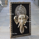 White Marble Ganpati Wall Panel Silver Art | 48 Inch