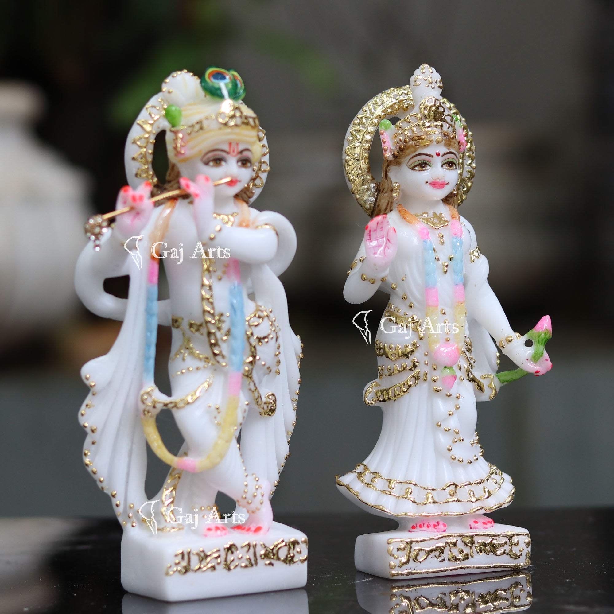 White Marble Radha Krishna Idol | 7 Inch