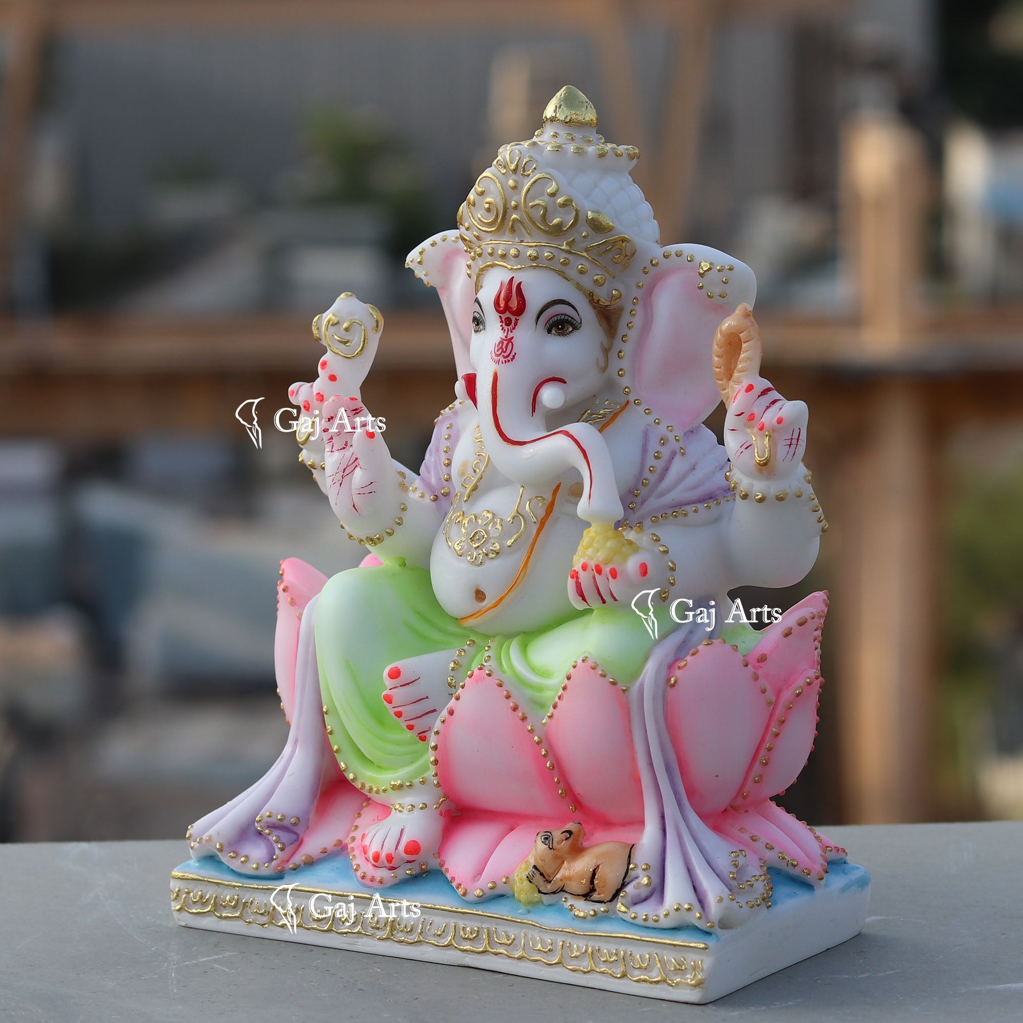 White Marble  Ethiopia Ganesh Murti | 9 Inch