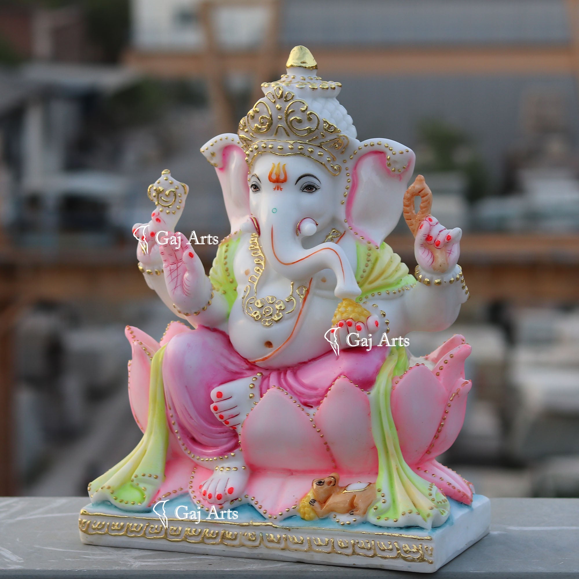 White Marble Ethiopia Ganesh Idol | 15 Inch