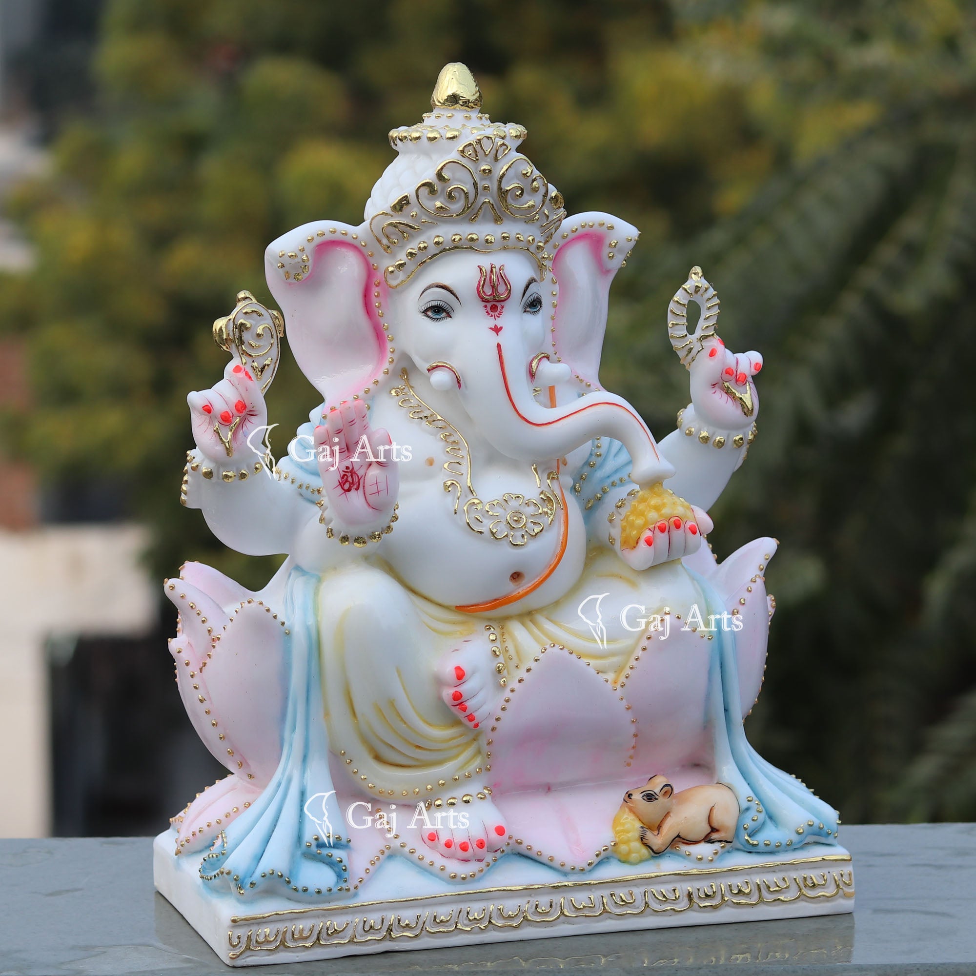 White Marble Ethiopia Ganesh Idol | 15 Inch
