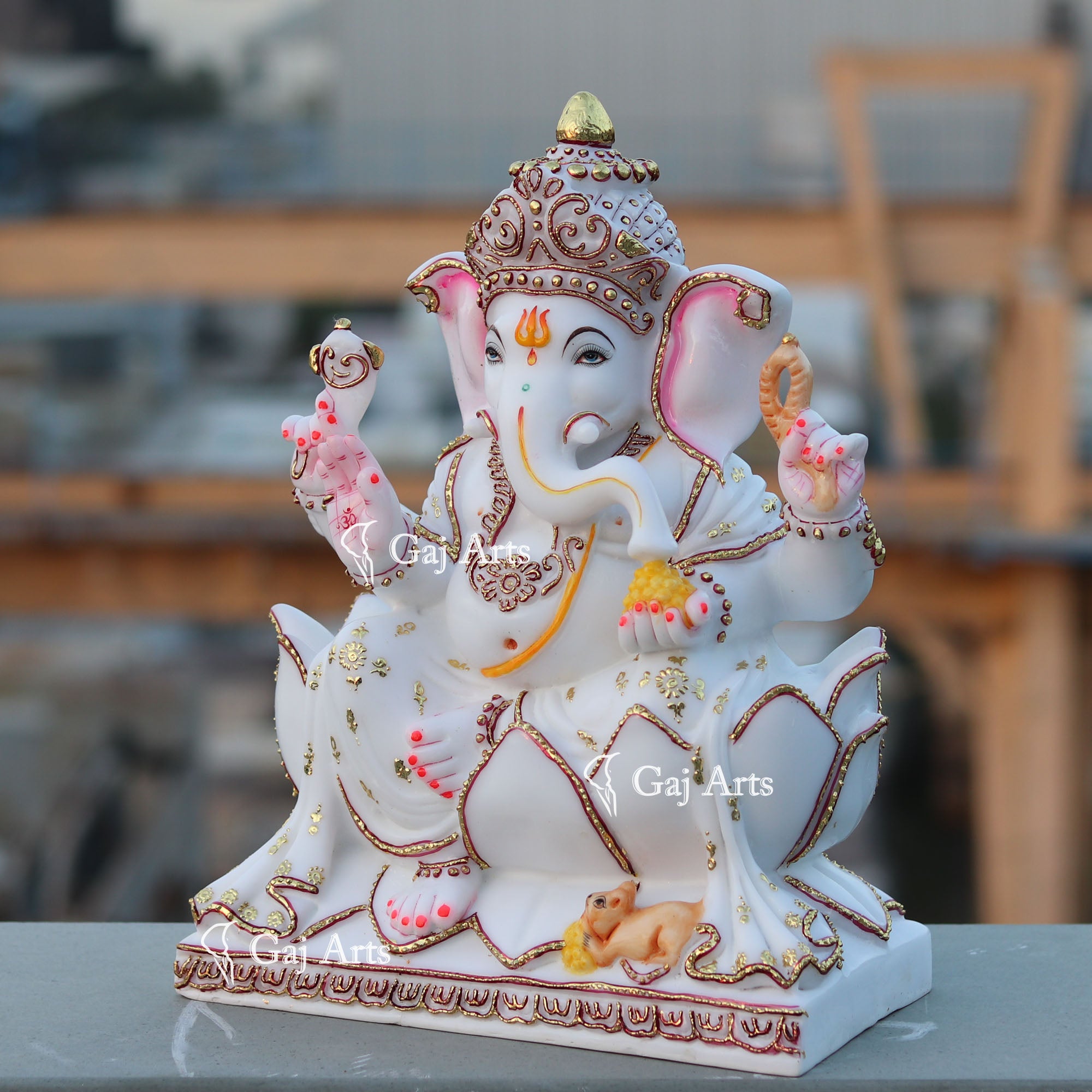 White Marble Ethiopia Ganesh Idol | 15 Inch