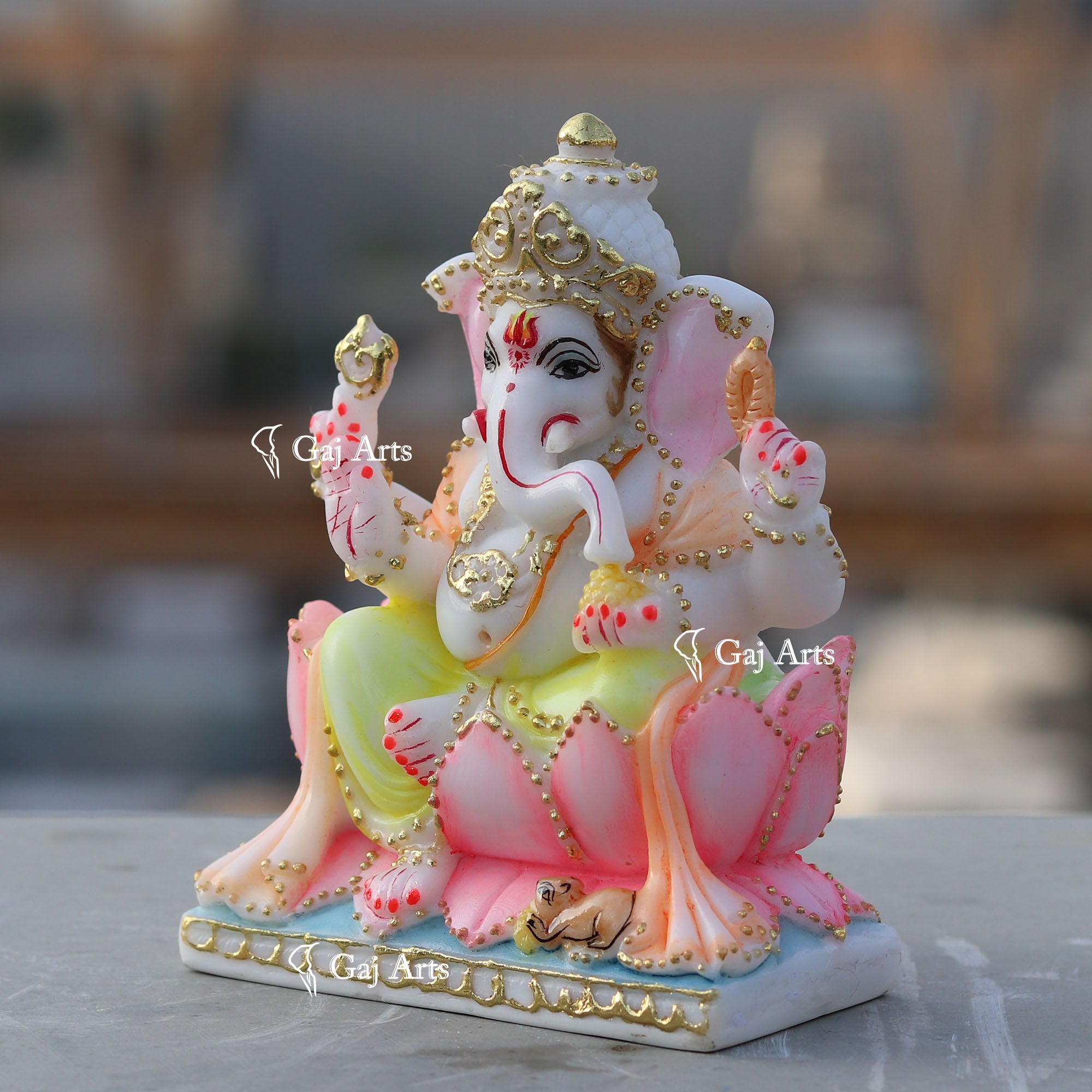 White Marble  Ethiopia Ganesh Murti | 5 Inch