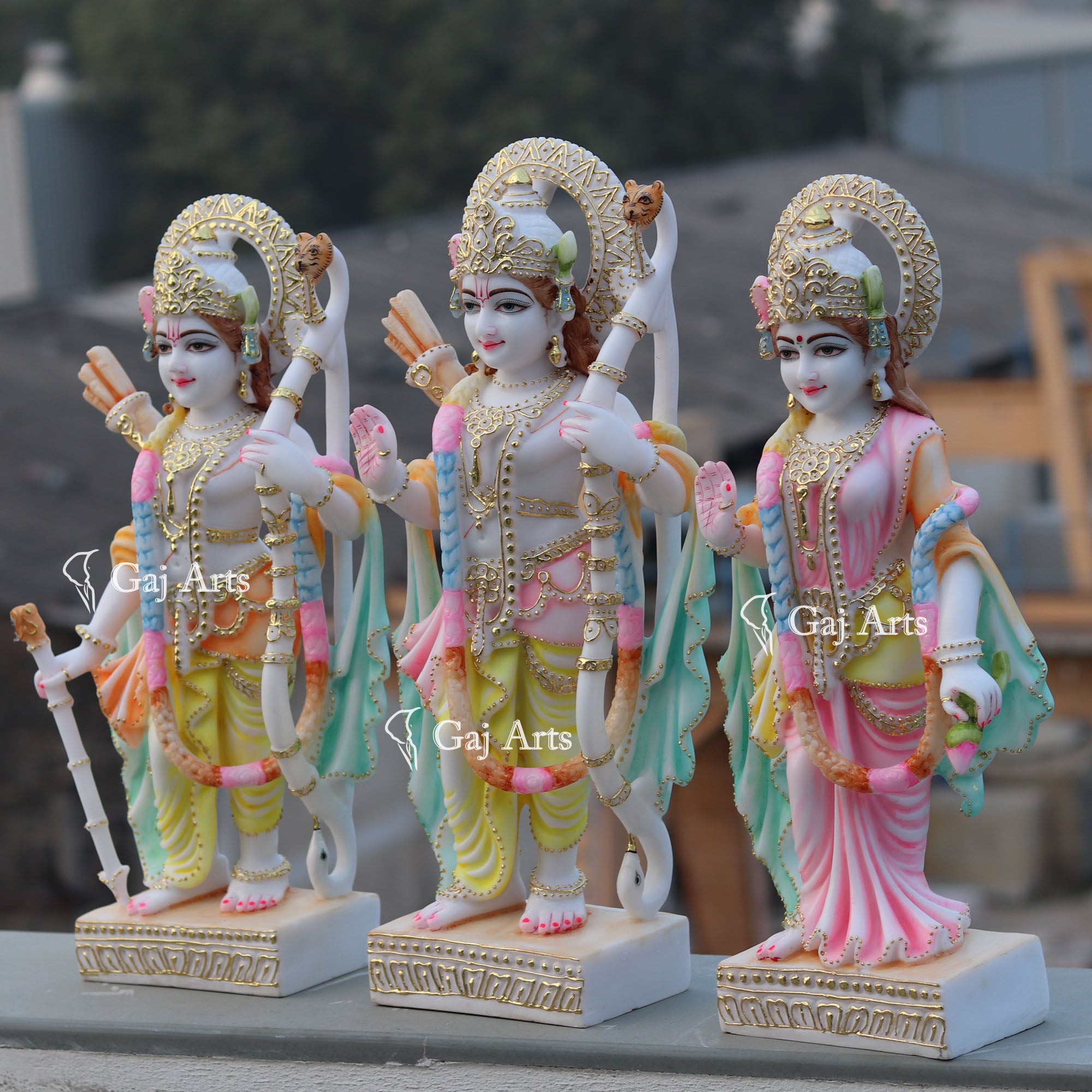 Marble Ethiopia Ram Jodi Idol | 24 Inch