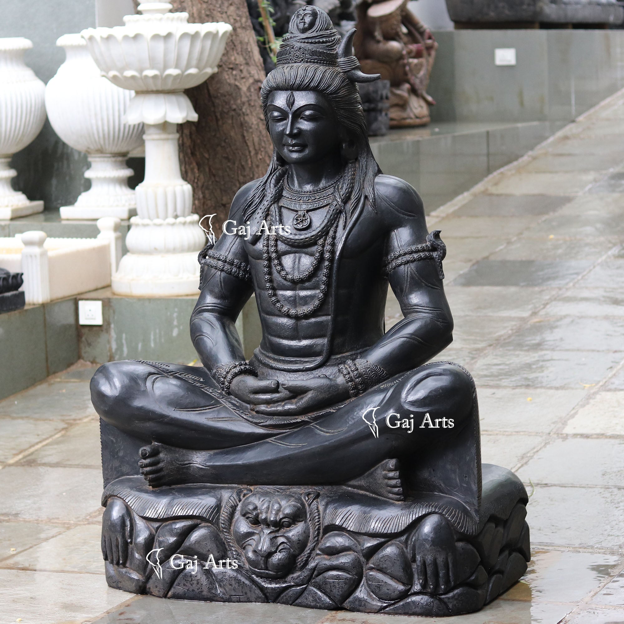 Black Marble Shiva Statue | 60 Inch