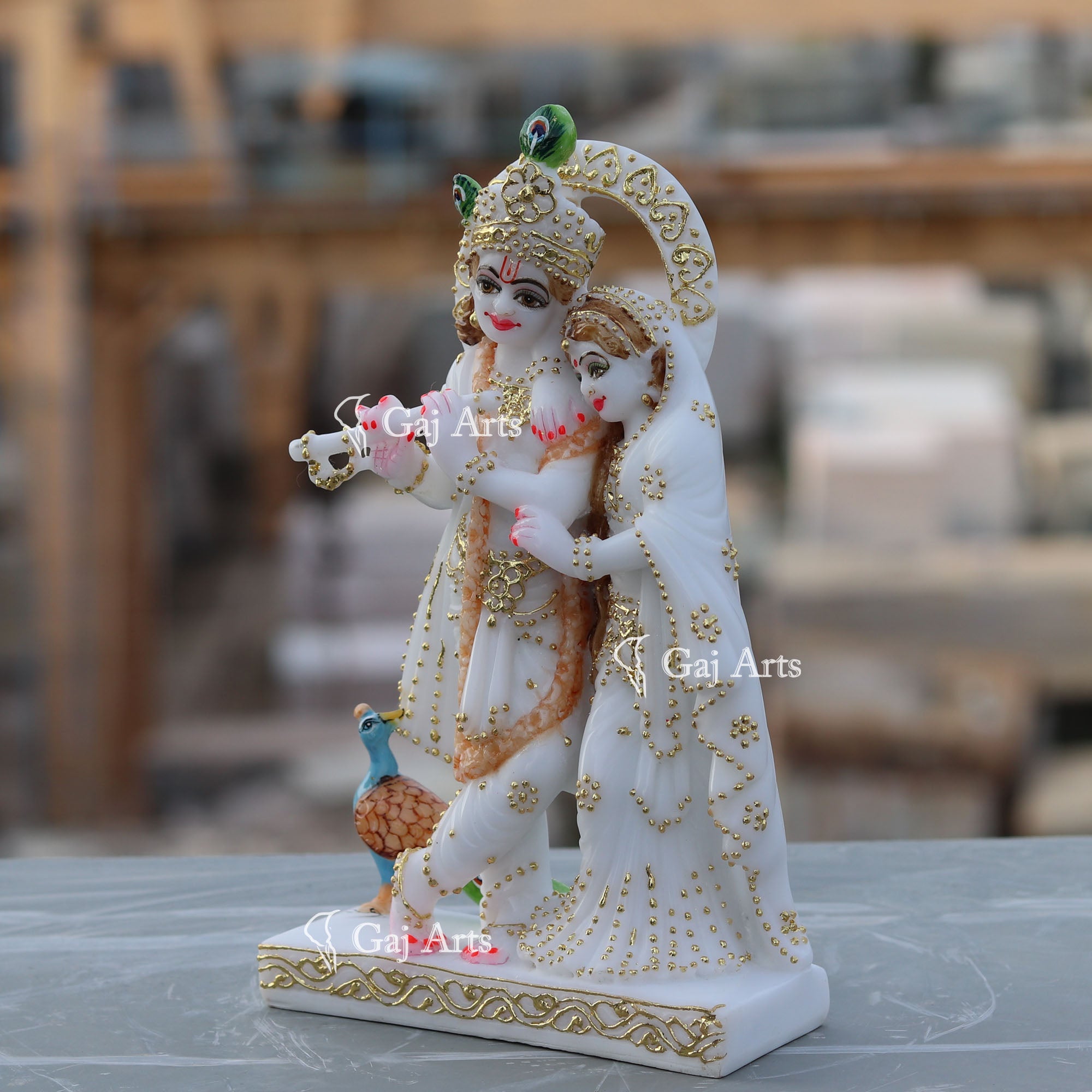 White Marble Ethiopia Radha Krishna Jodi | 9 Inch