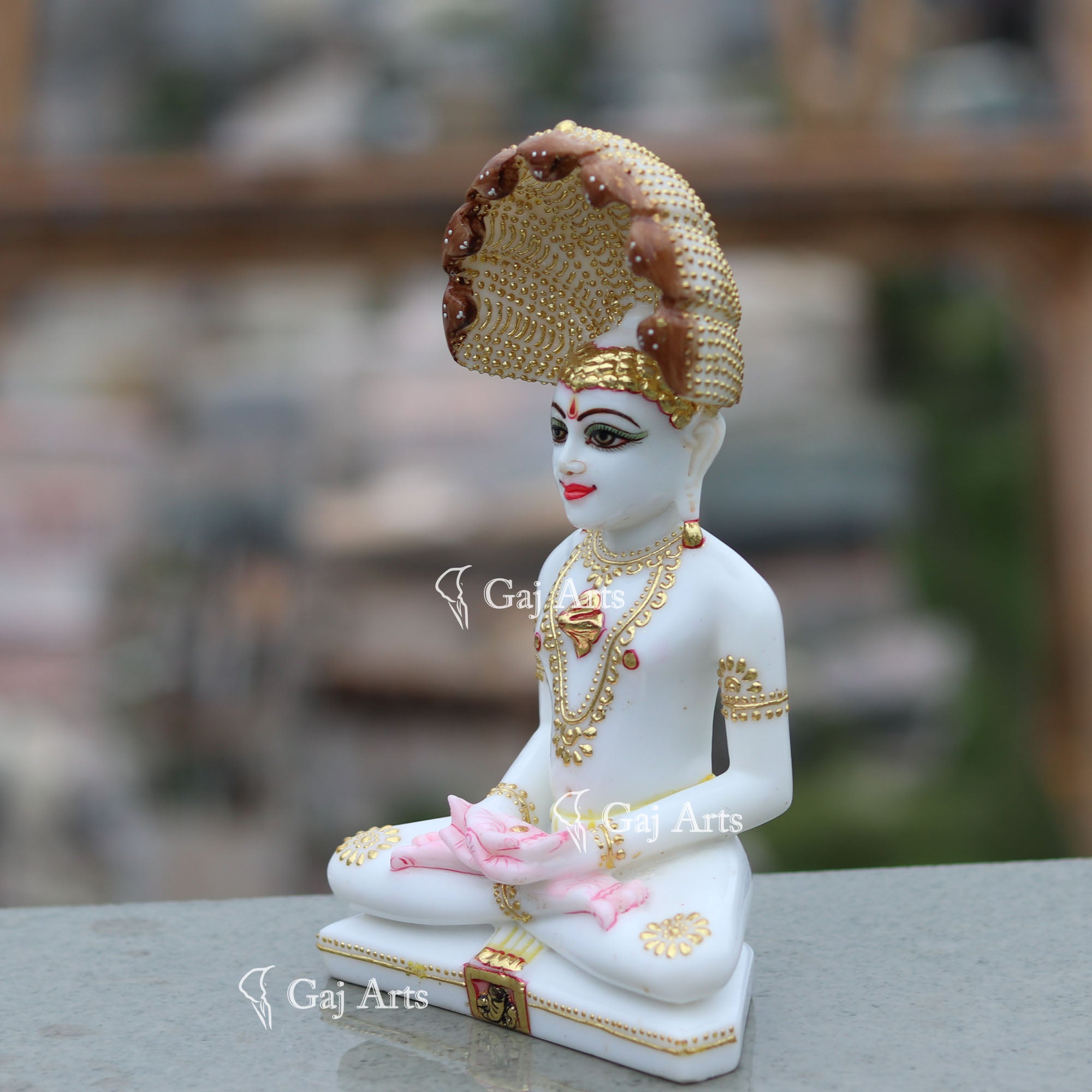 Marble Ethiopia Parshwanath Ji Idol | 9 Inch