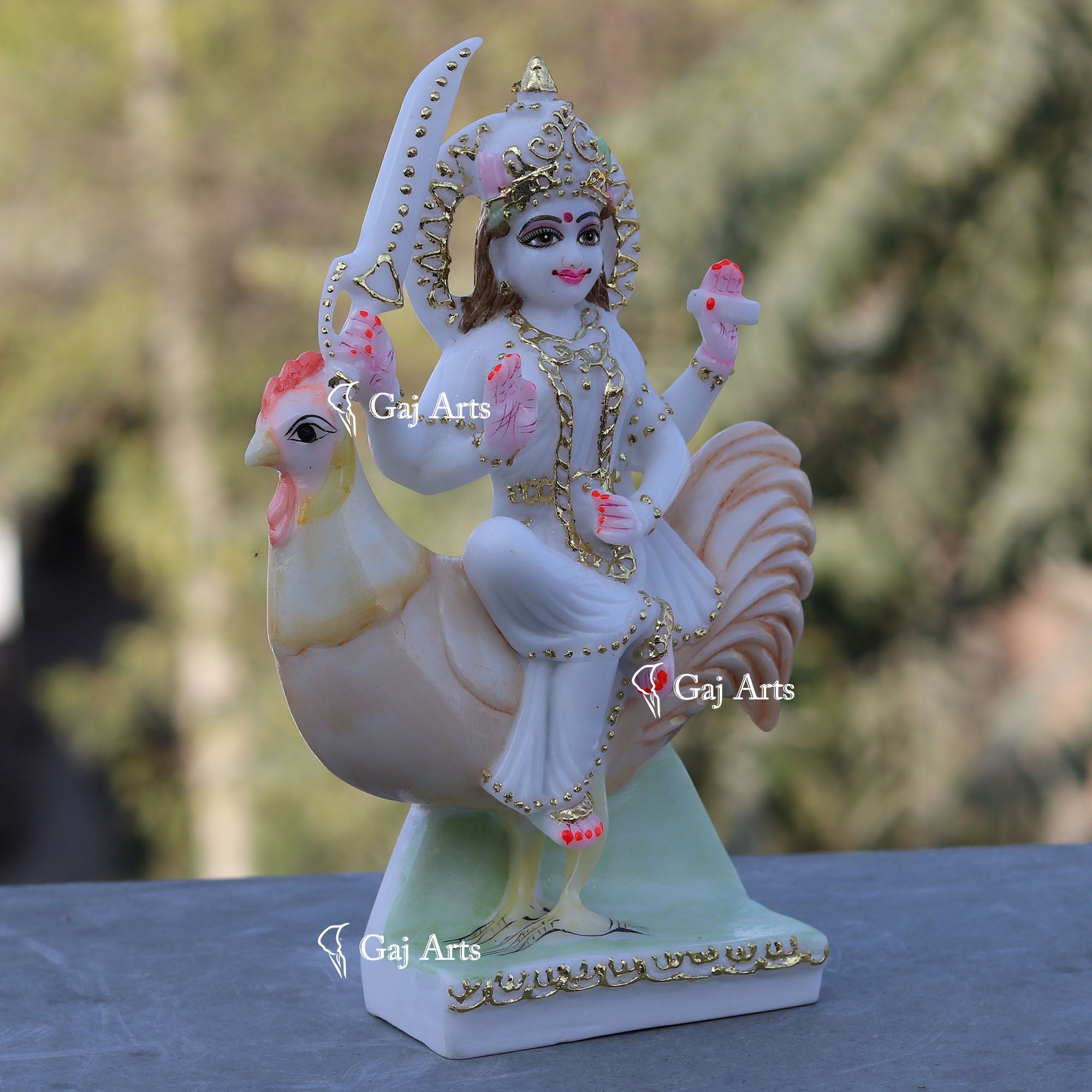 White Marble Bahu Charni Mata Idol | 9 Inch