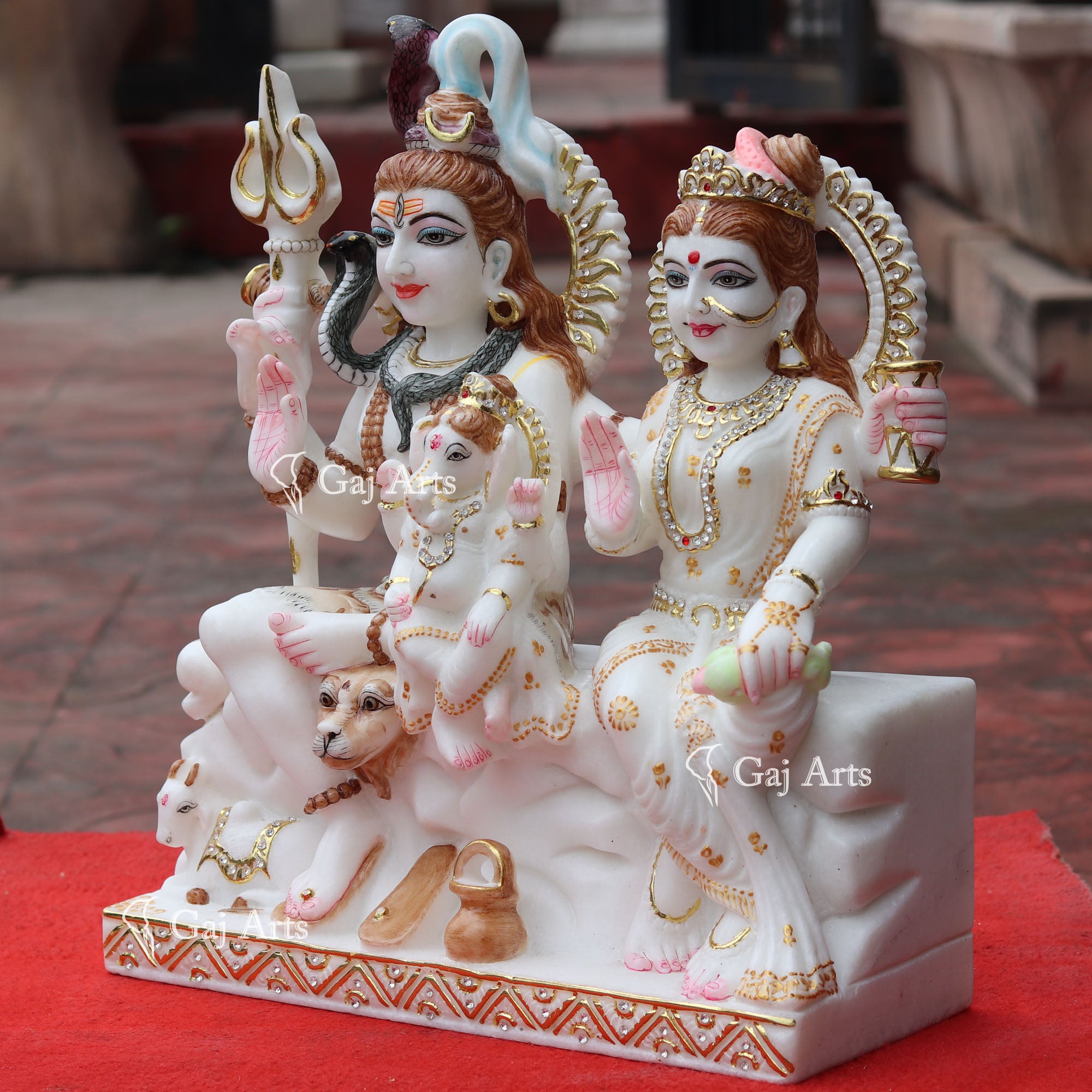 Premium Marble Shiv Parivar Idol | 18 Inch