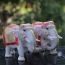 White Ethiopia Marble Elephant Statue | 9 Inch