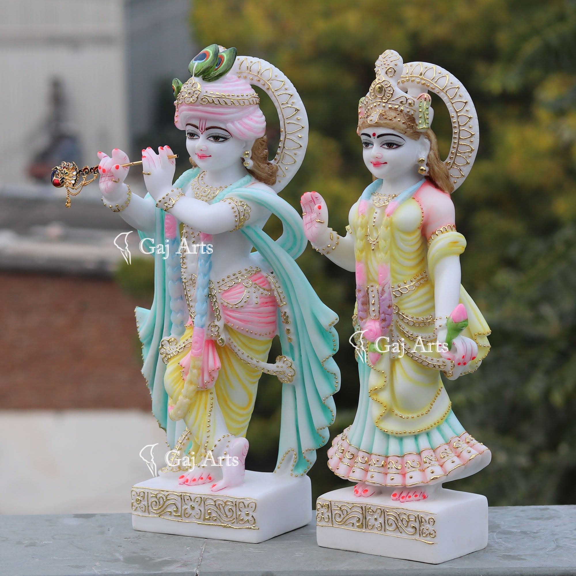 White Marble Ethiopia Radha Krishna Murti | 18 Inch
