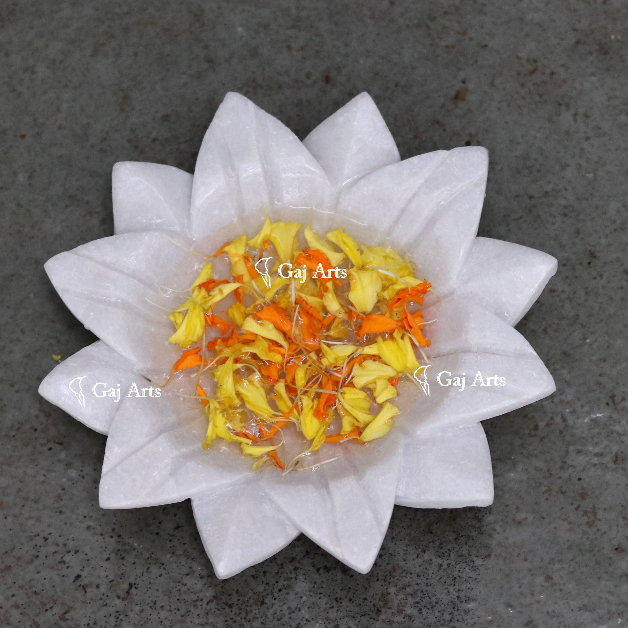 White Marble Elegant Flower Bowl | 7 Inch