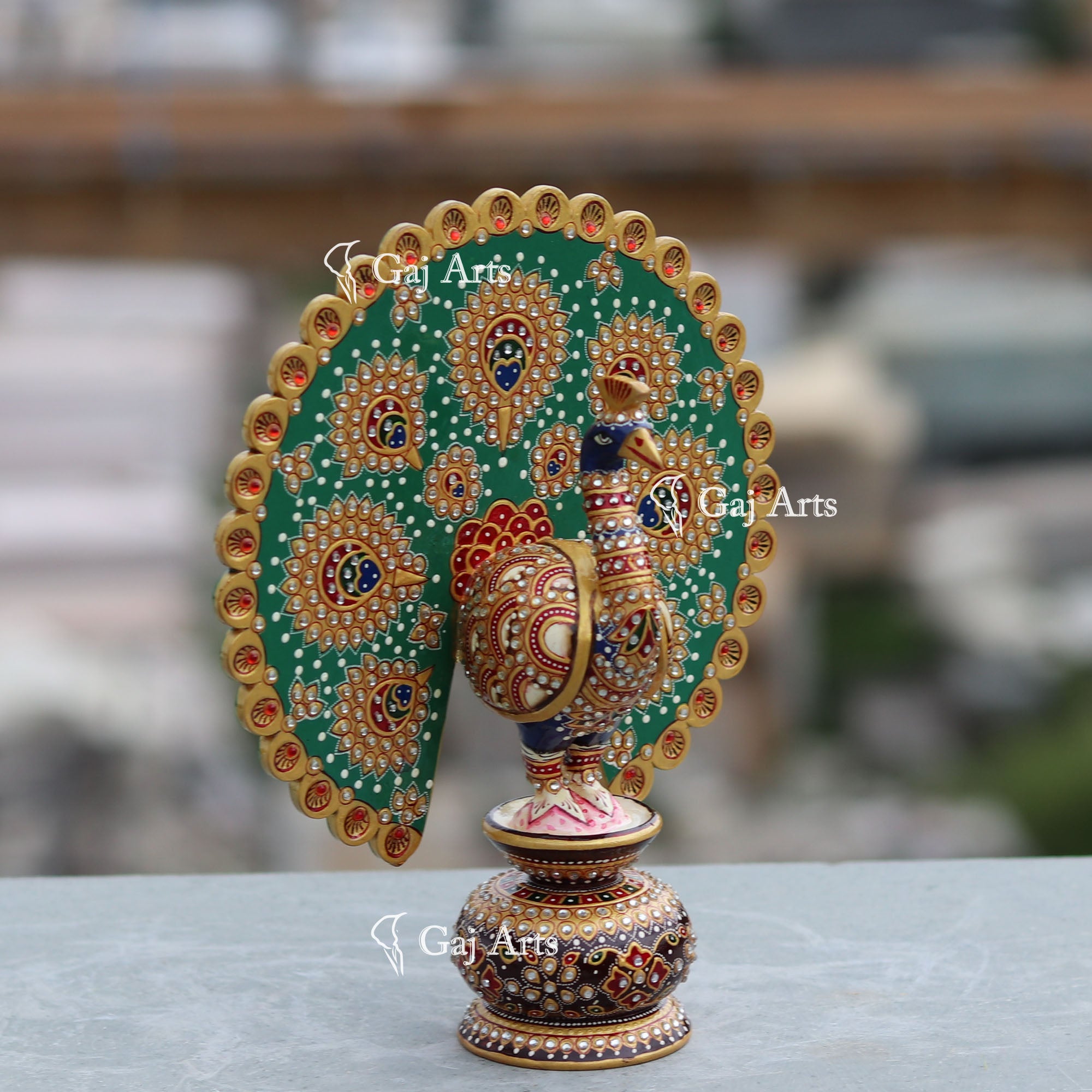 Wooden Peacock 7"