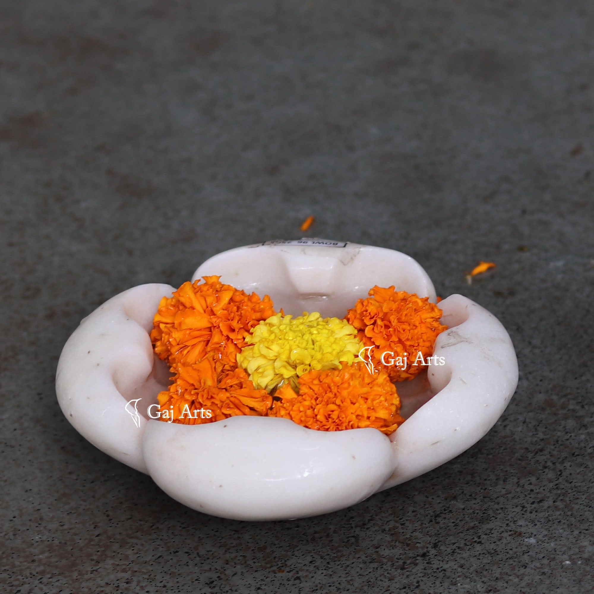 White Marble Designer Flower Bowl | 6 Inch