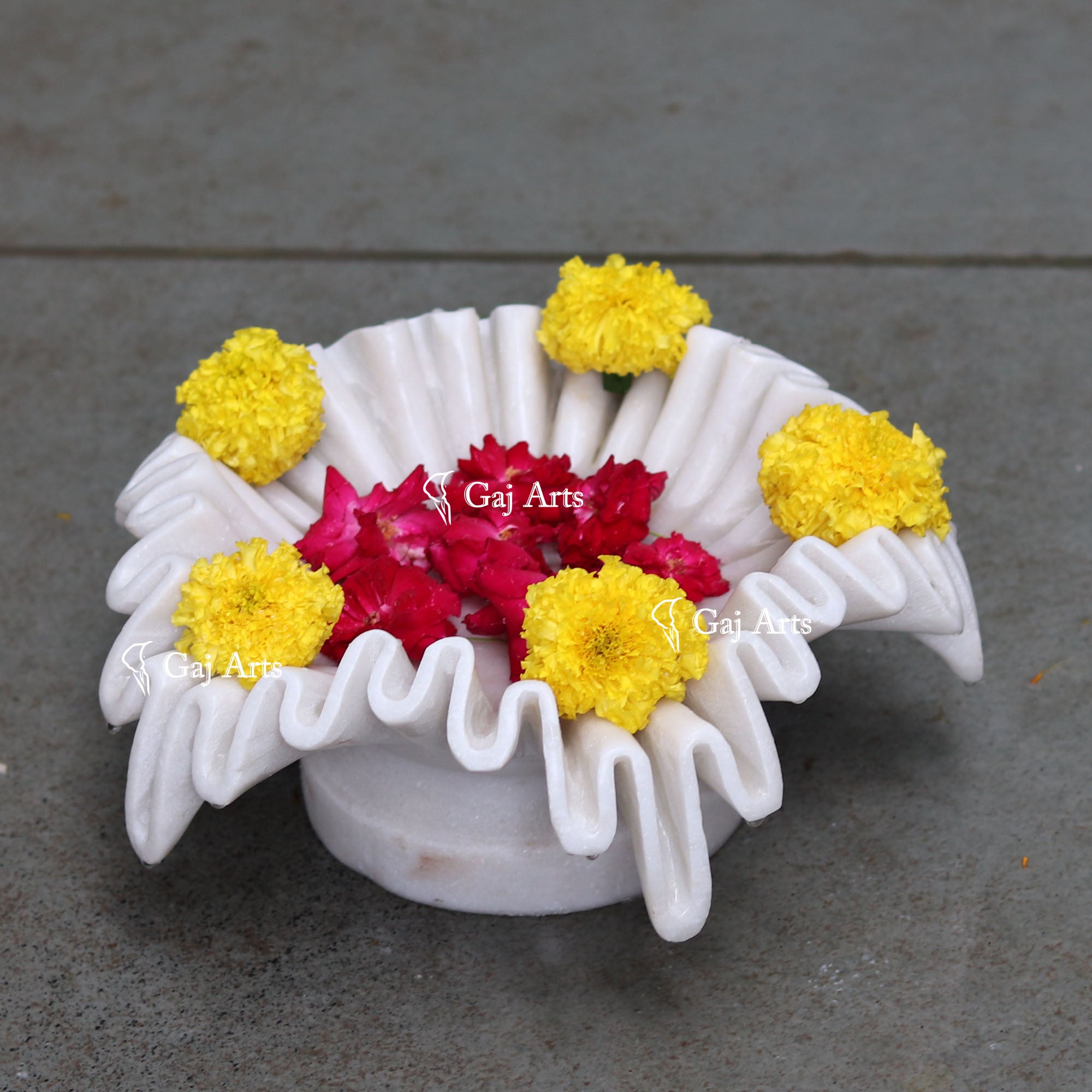 White Marble Flower Bowl | 12 Inch