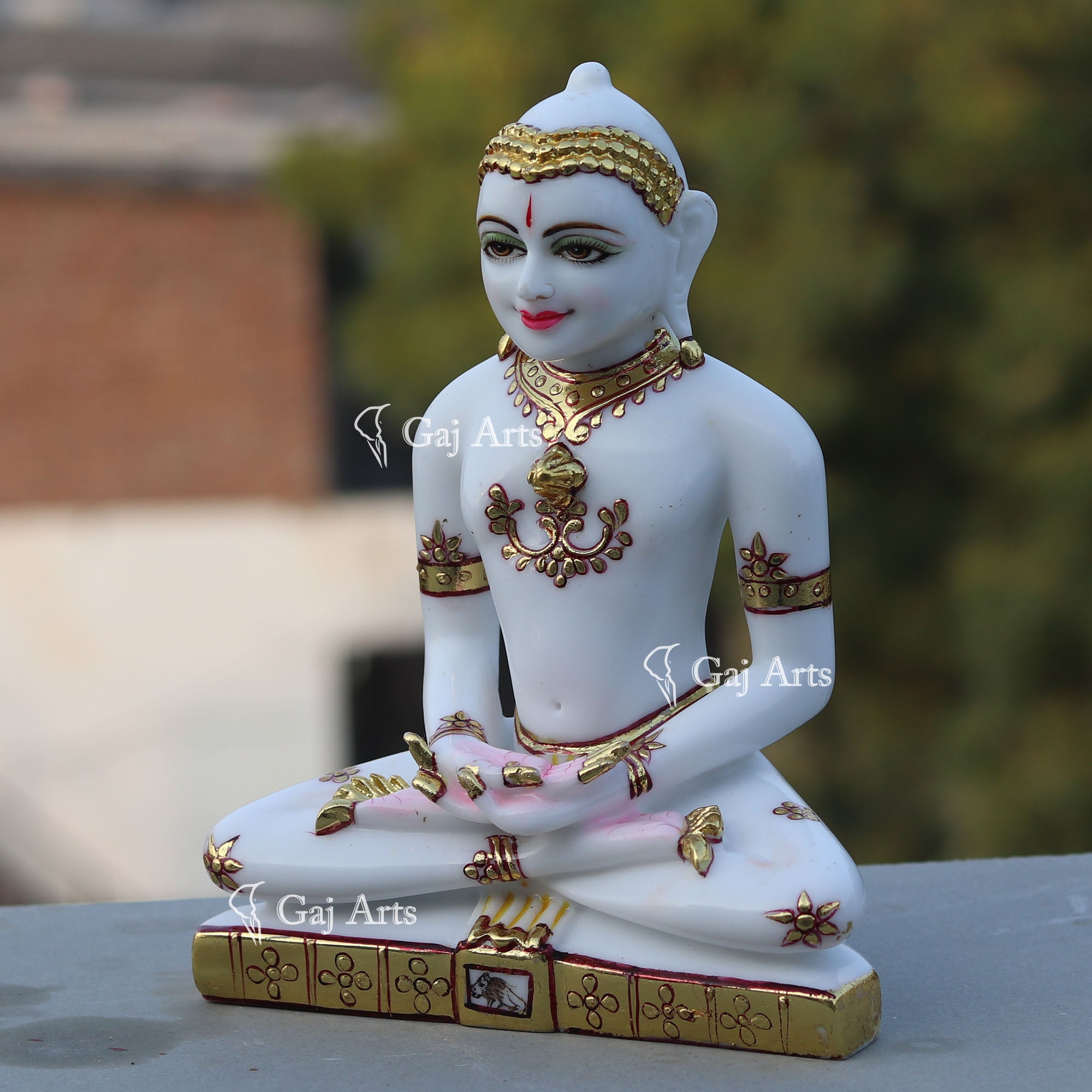 White Marble Ethiopia Jain Idol | 9 Inch