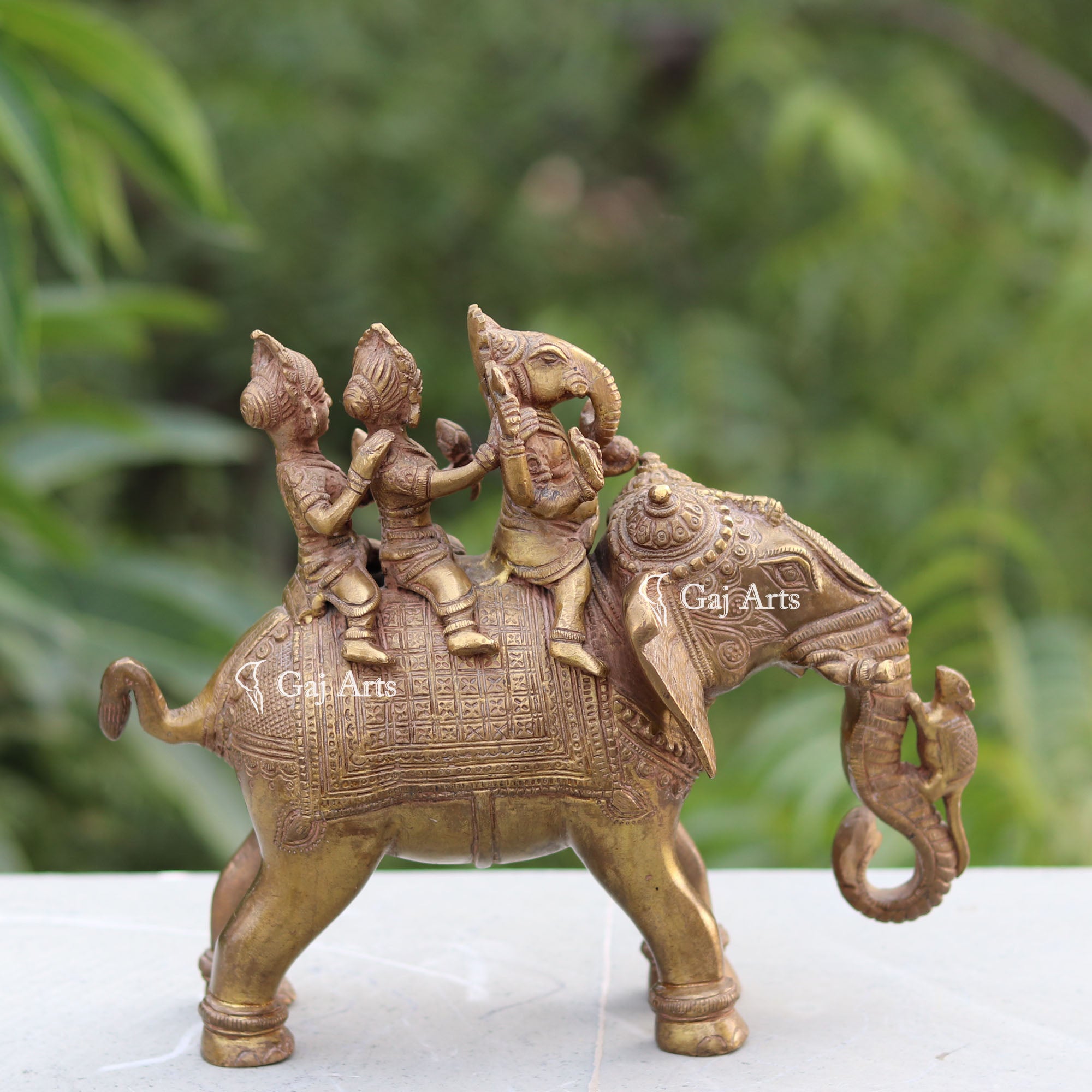 Brass Elephant Statue | 9 Inch