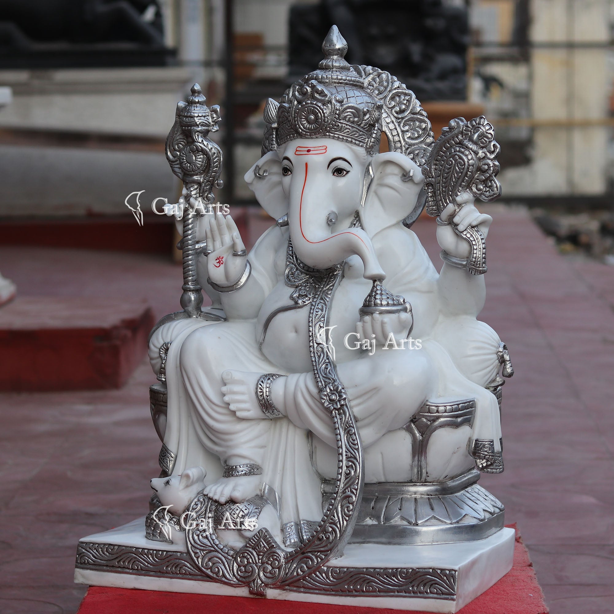 Makrana Marble Powder Ganesh Statue | 30 Inch